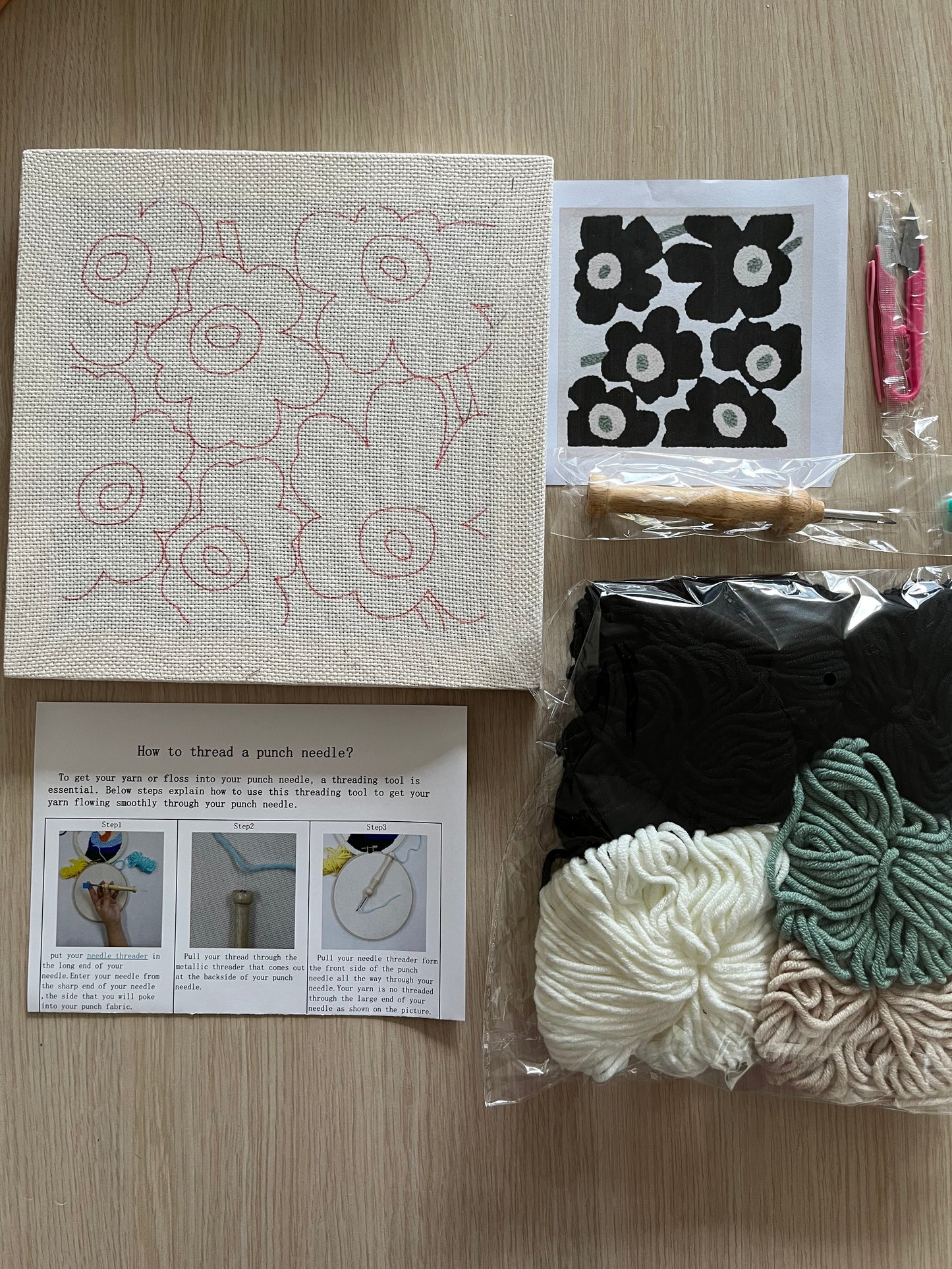 Canvas Punch Needle Kit| Punch Needle Kit| DIY kit | Punch Needle Tool | Craft Kit