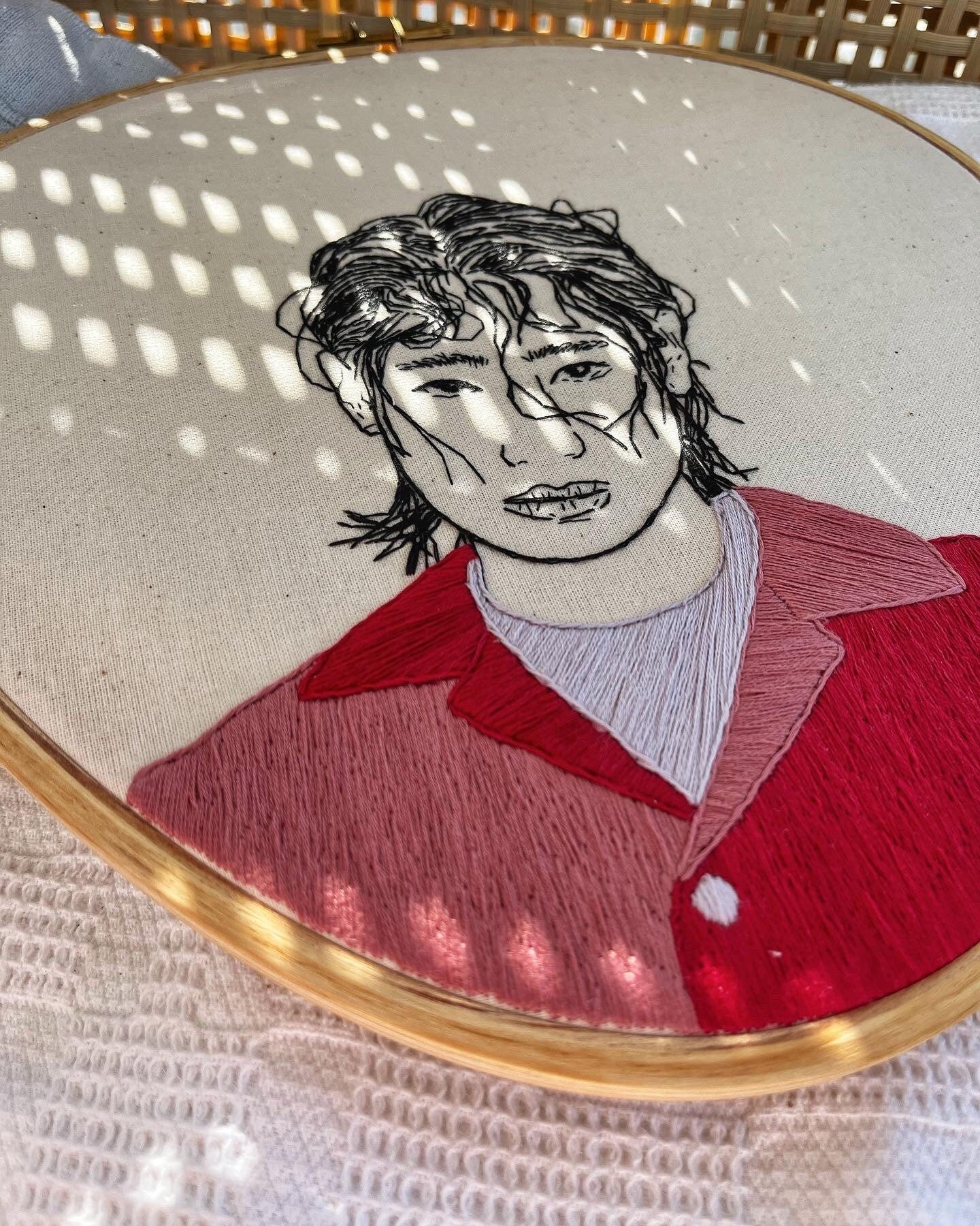 Hand-Embroidered Male Portrait, Unique Fiber Art, One-of-a-Kind Wall Decor|Hand embroidered portrait