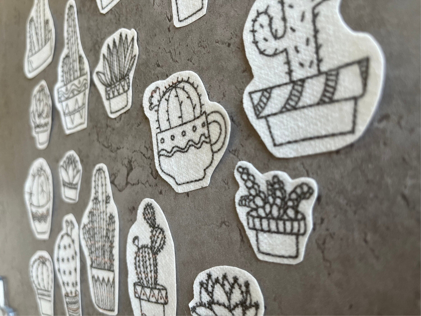 Cactuses Embroidery stickers | Eembroidery stickers| Stick and stitch embroidery | Water-soluble stickers