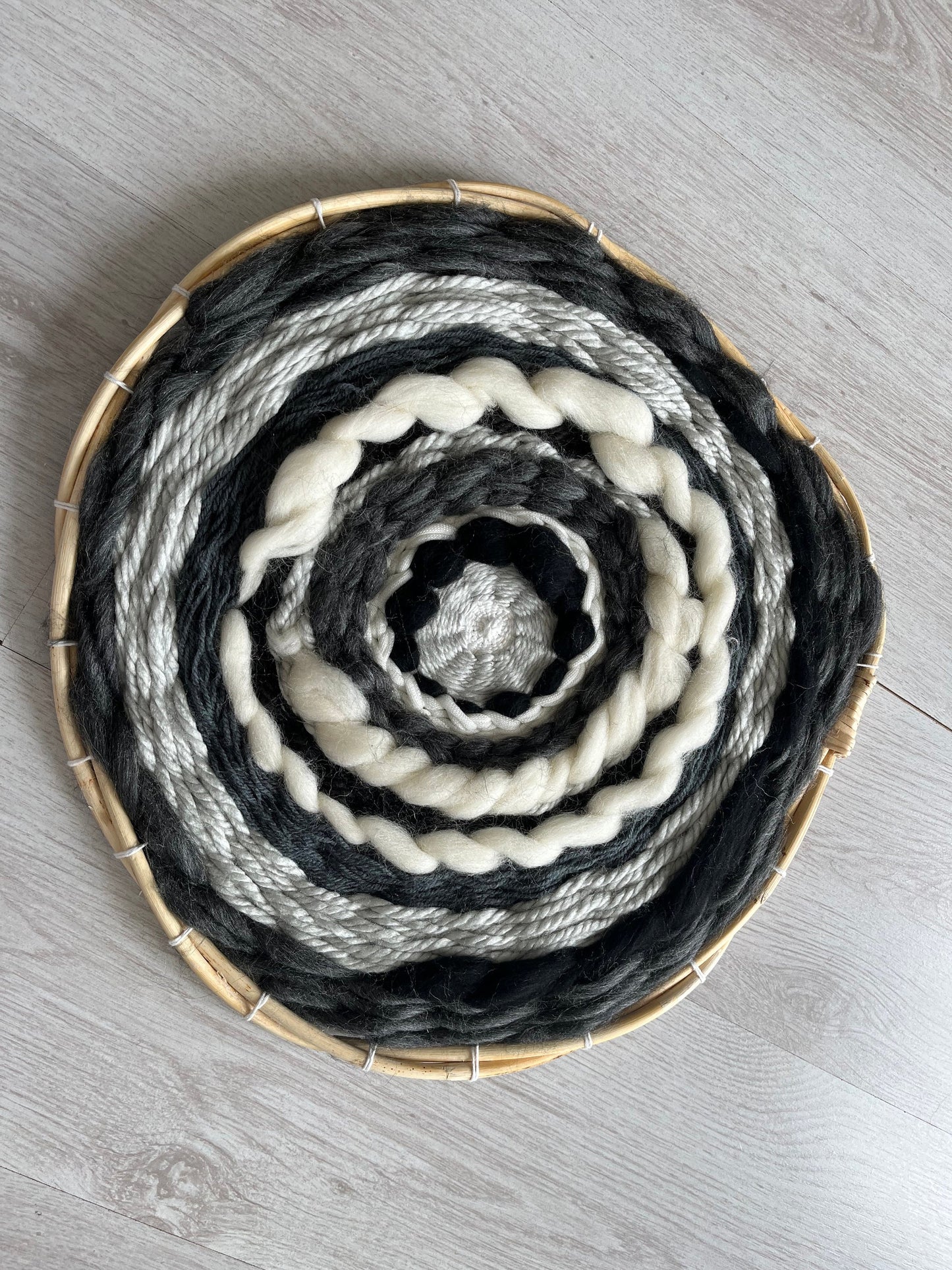 Handmade Black and white Circular Weaving | Wall Art Decor | Circular woven wall art | Home Gift