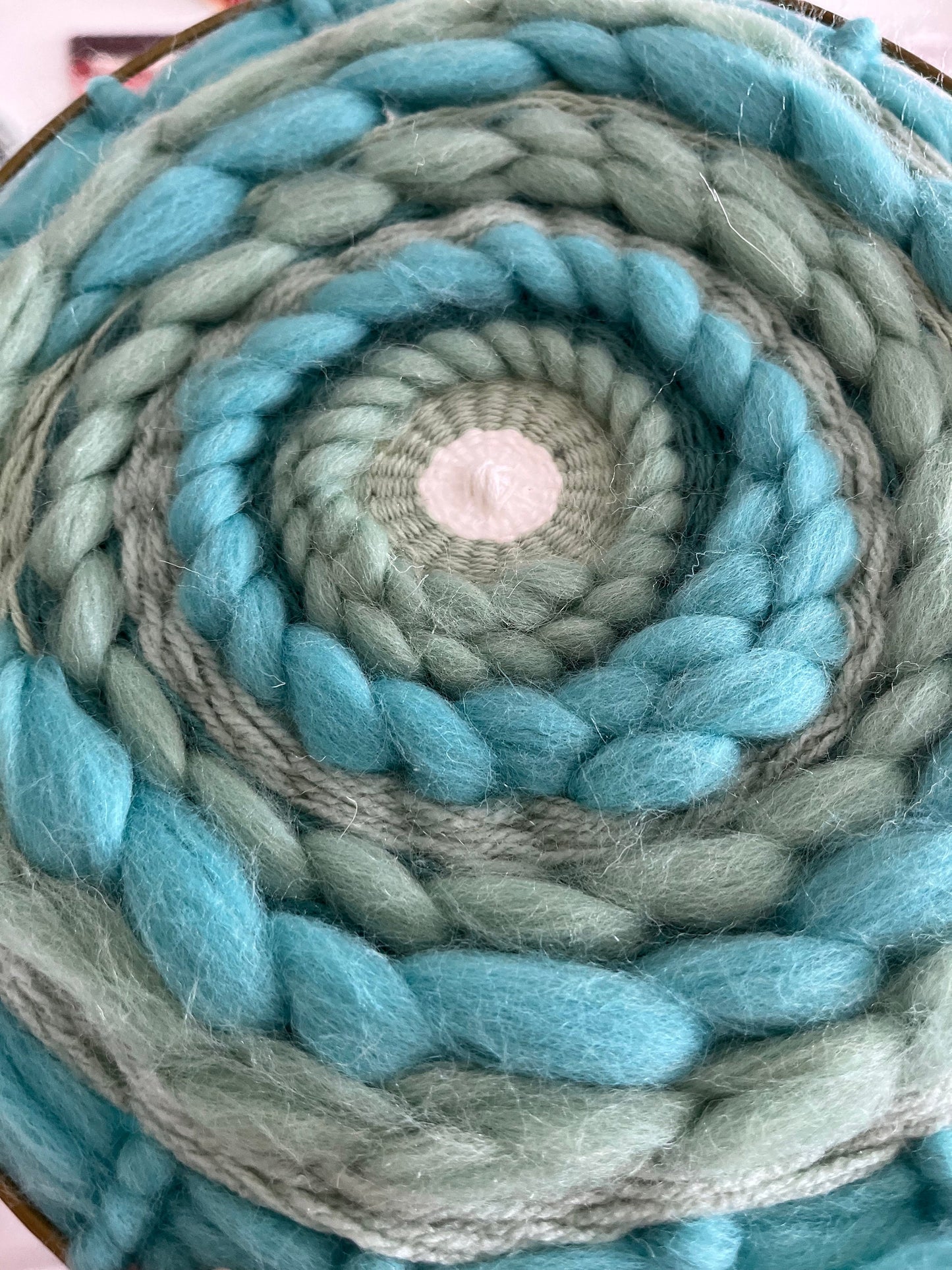 Handmade Mint Circular Weaving | Wall Art Decor