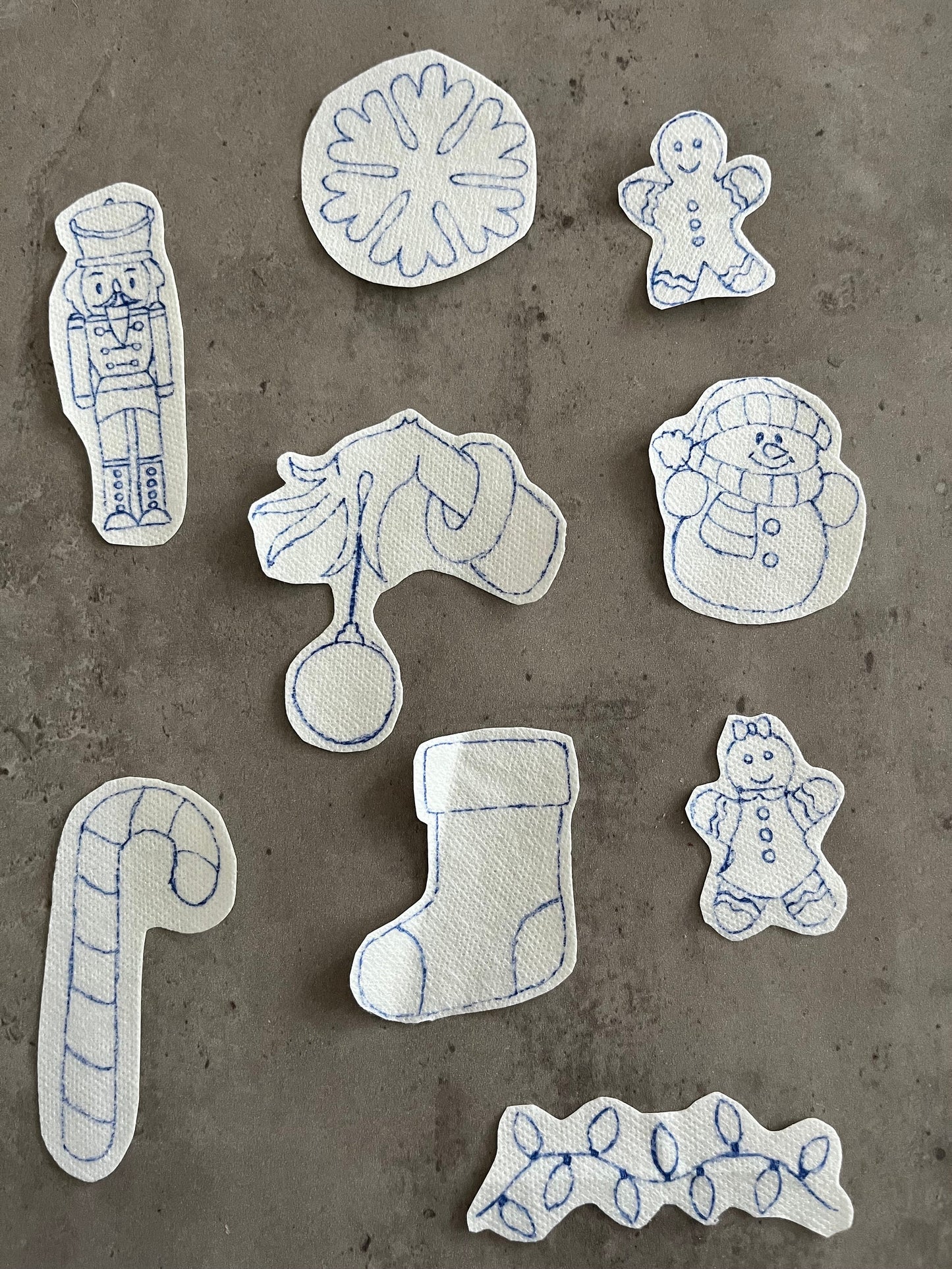 Christmas Embroidery stickers | Holiday embroidery stickers| Stick and stitch embroidery | Water-soluble stickers