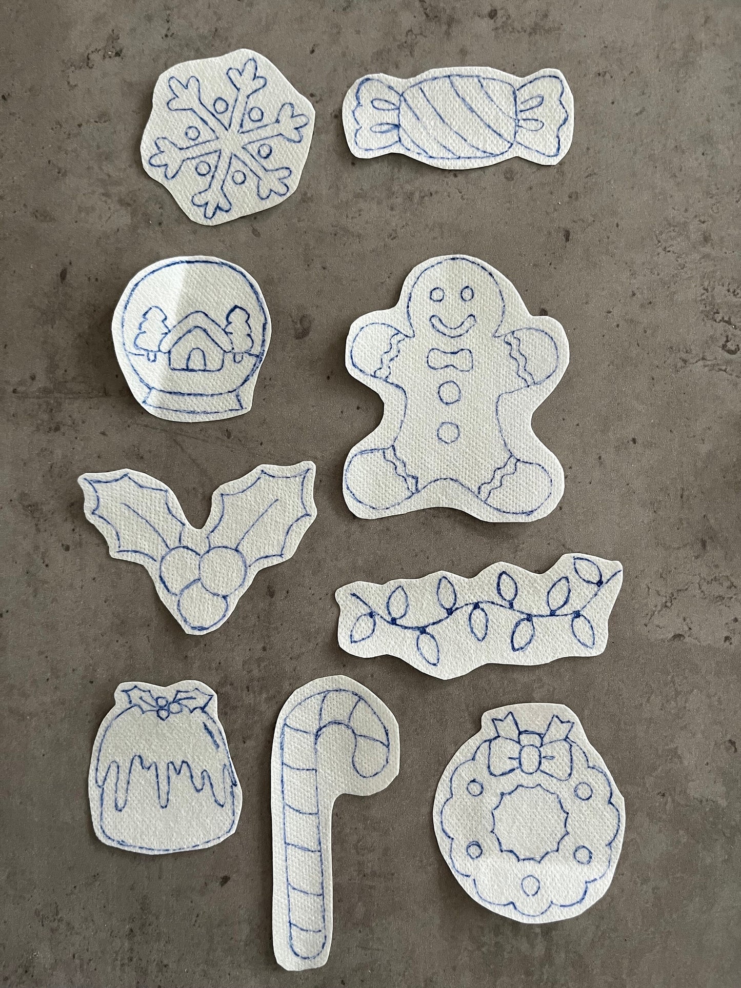 Christmas Embroidery stickers | Holiday embroidery stickers| Stick and stitch embroidery | Water-soluble stickers