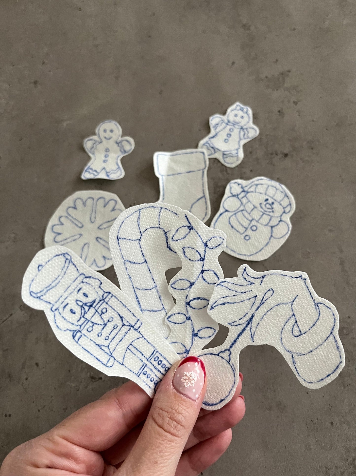 Christmas Embroidery stickers | Holiday embroidery stickers| Stick and stitch embroidery | Water-soluble stickers