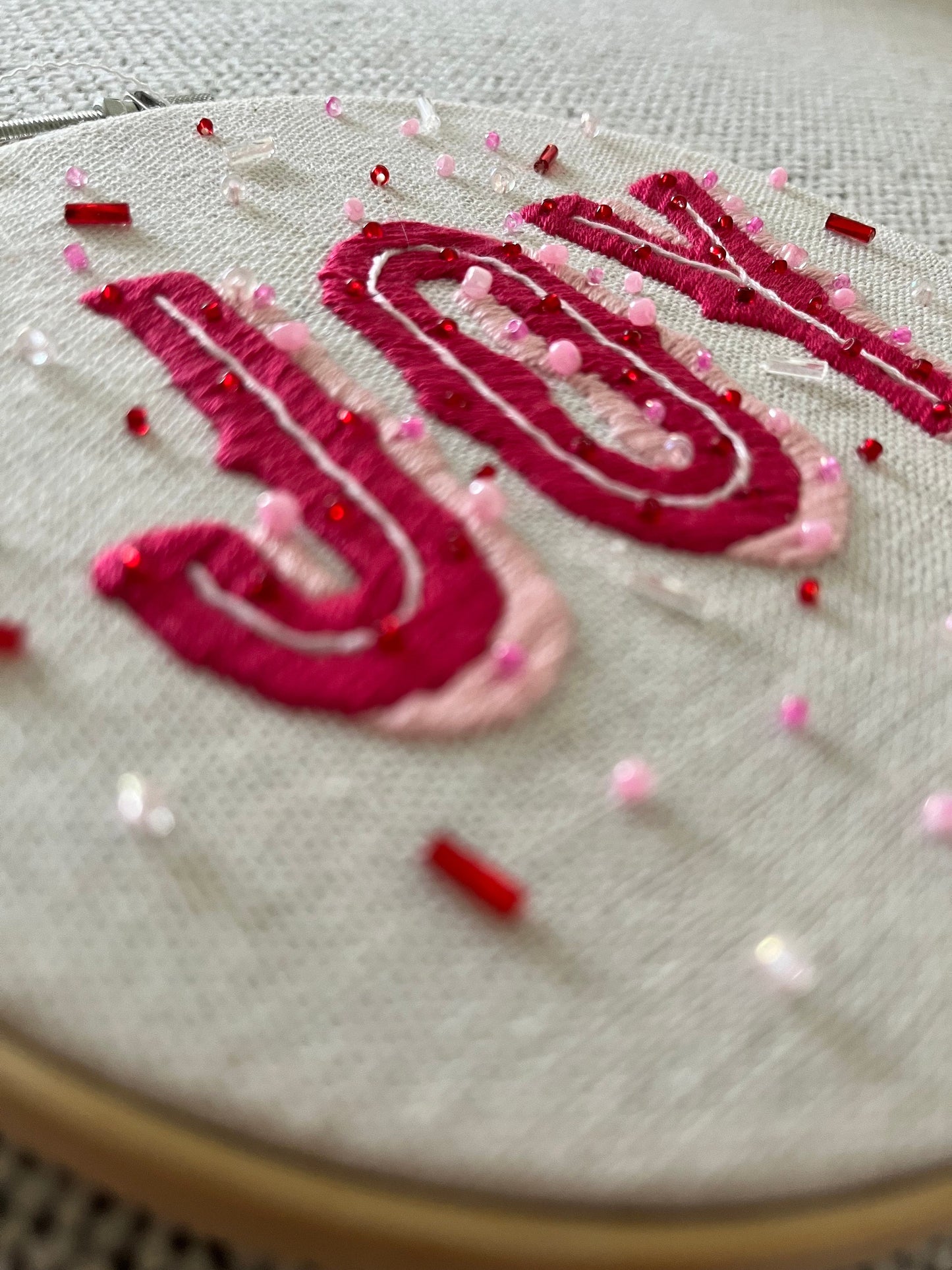 JOY Embroidered |Christmas Hoop Holiday Wall Decor| Hand embroidered "JOY" Gift | Hand-Embroidered