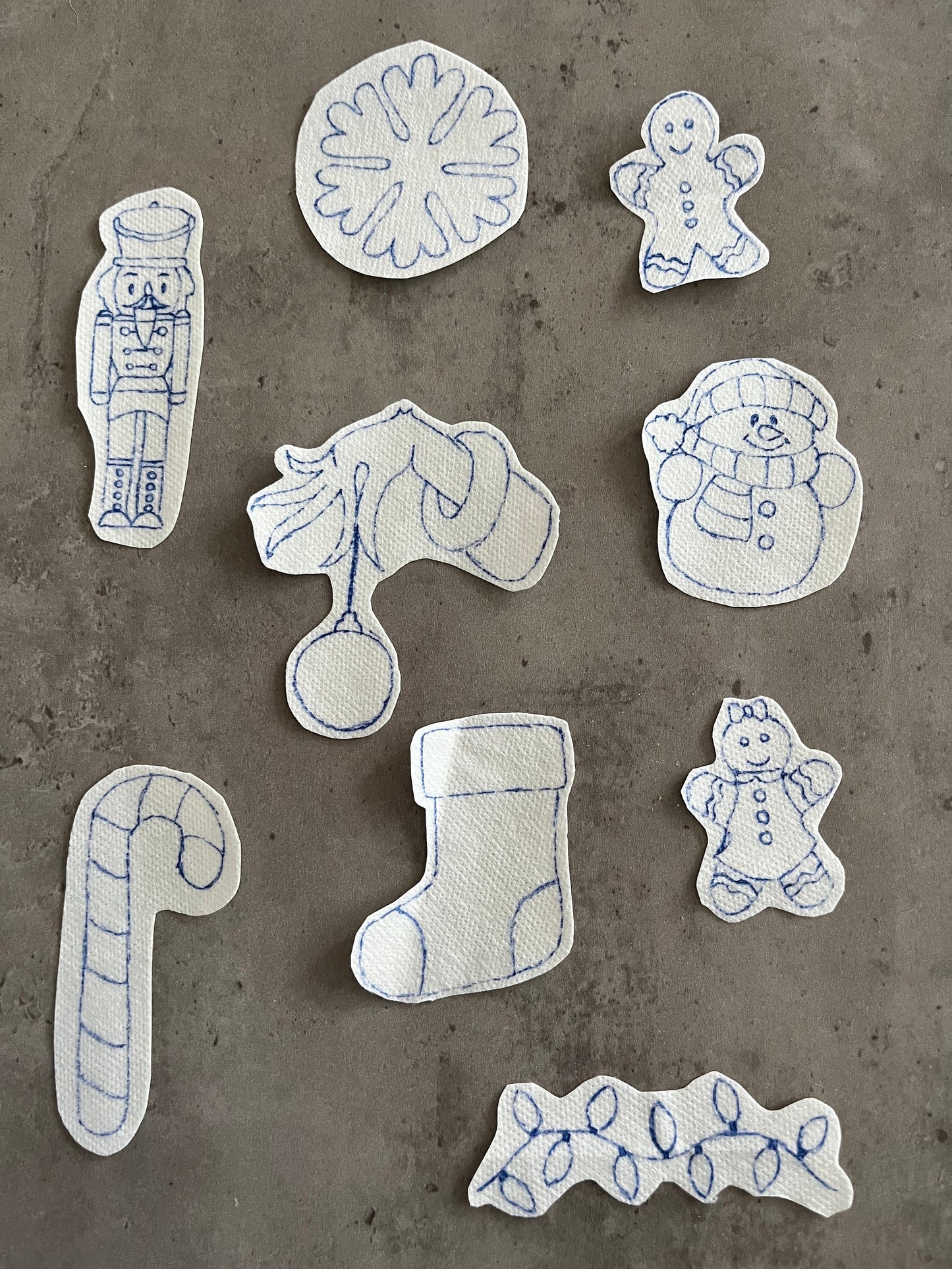 Christmas Embroidery stickers | Holiday embroidery stickers| Stick and stitch embroidery | Water-soluble stickers