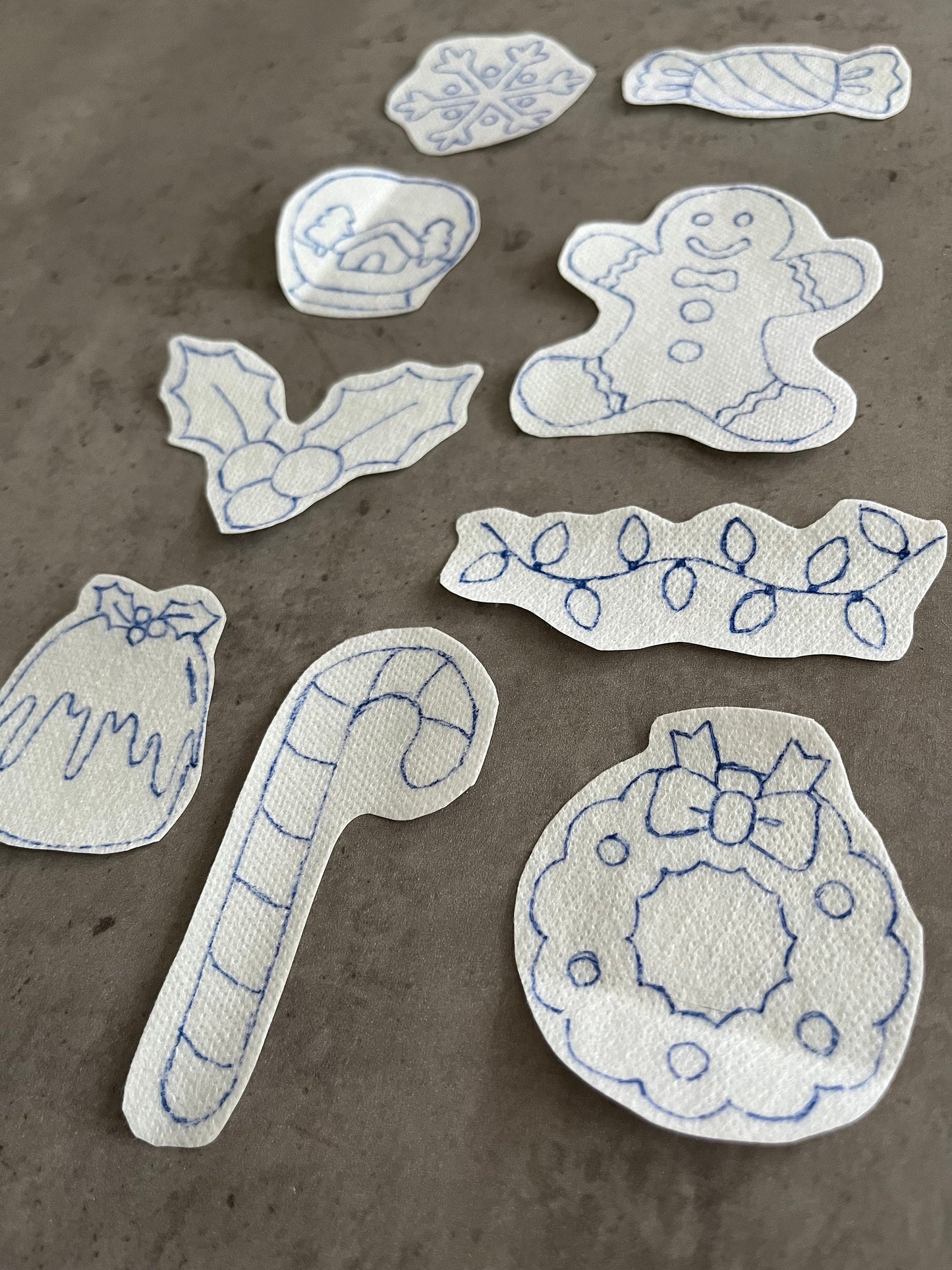 Christmas Embroidery stickers | Holiday embroidery stickers| Stick and stitch embroidery | Water-soluble stickers