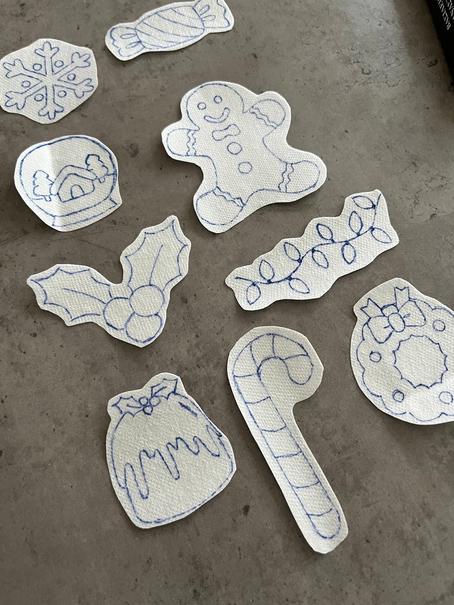 Christmas Embroidery stickers | Holiday embroidery stickers| Stick and stitch embroidery | Water-soluble stickers