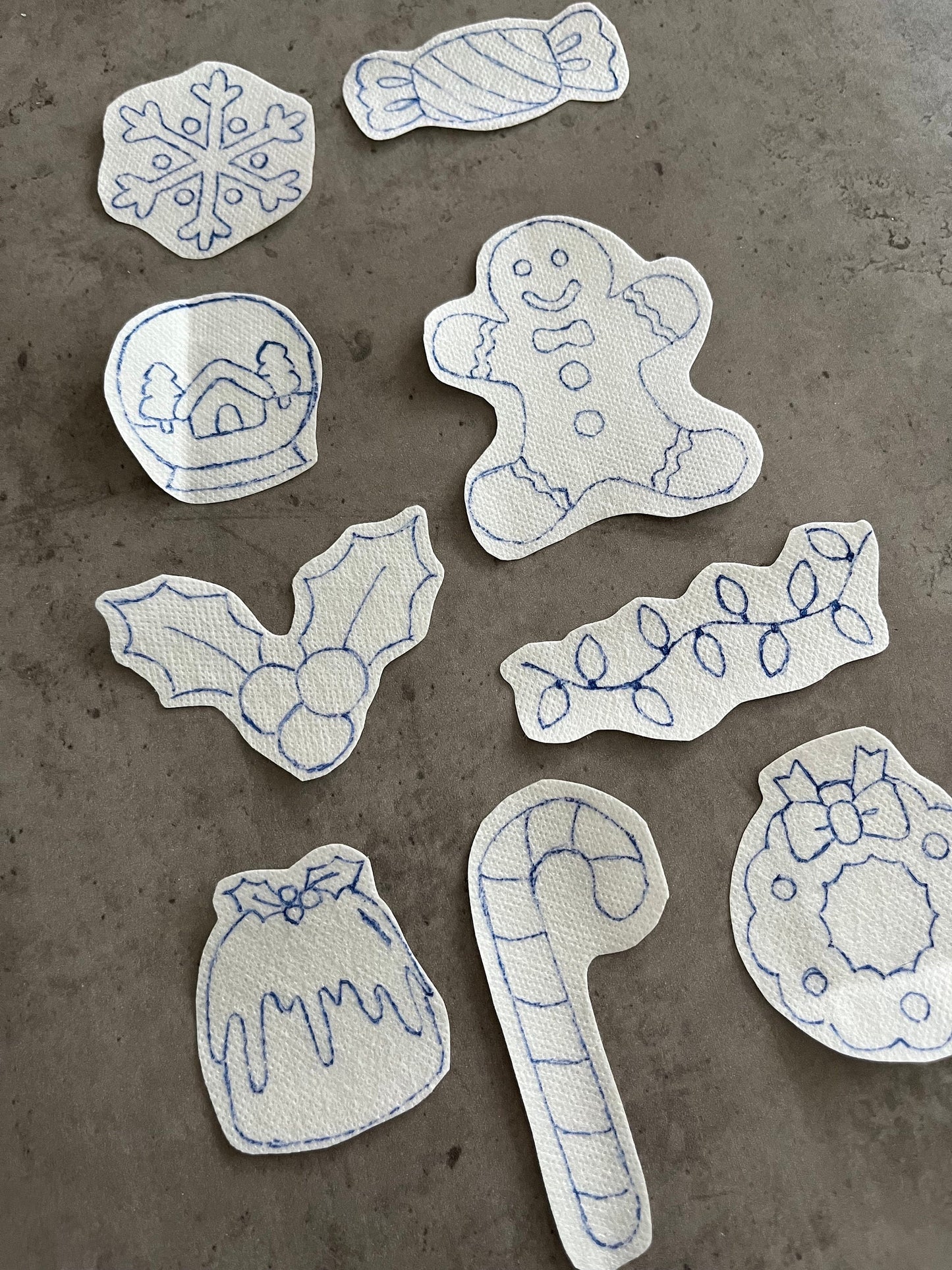Christmas Embroidery stickers | Holiday embroidery stickers| Stick and stitch embroidery | Water-soluble stickers