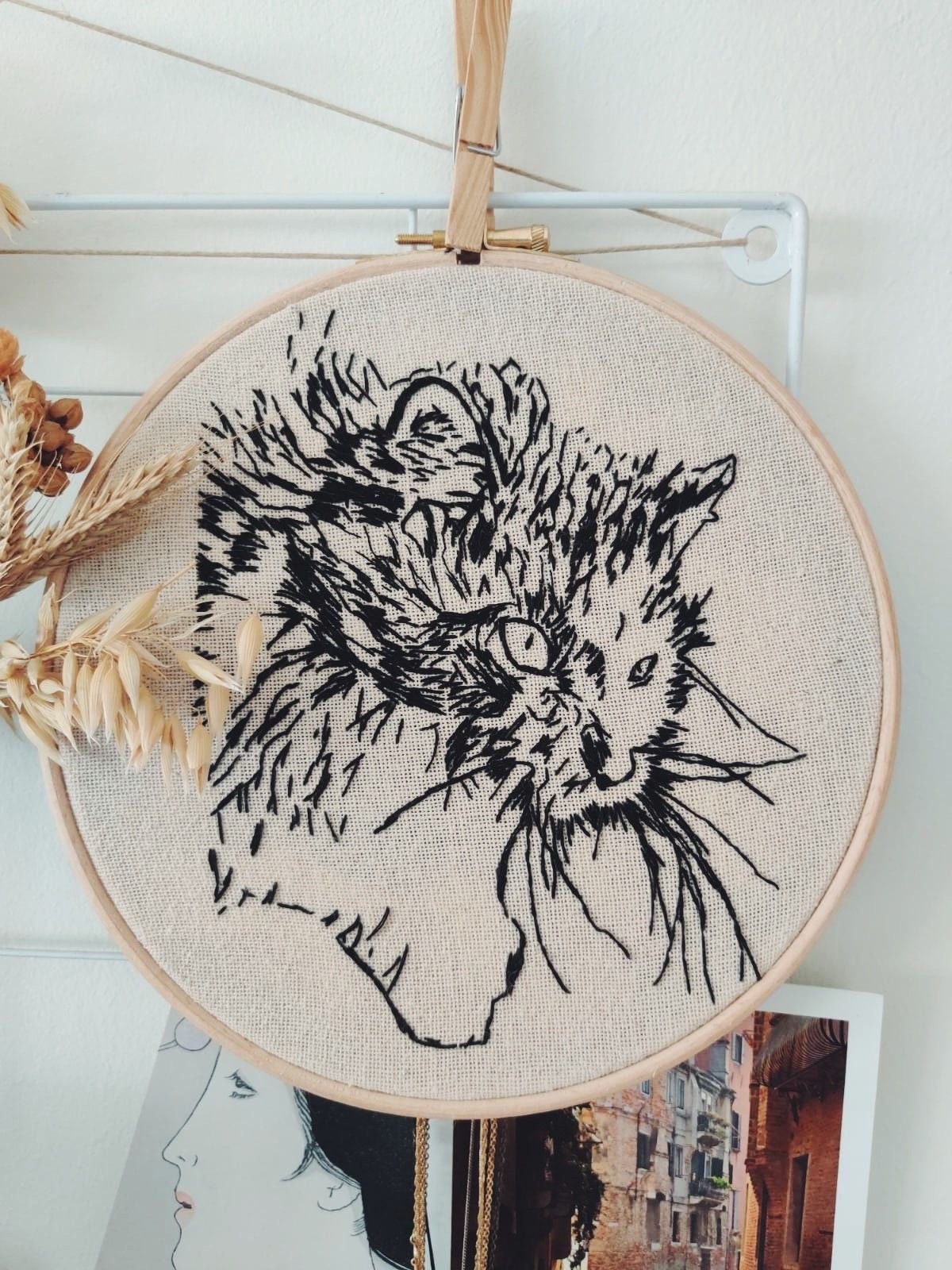 Embroidery pet portrait | Custom pet portrait embroidered | Unique pet gift | Pet portrait