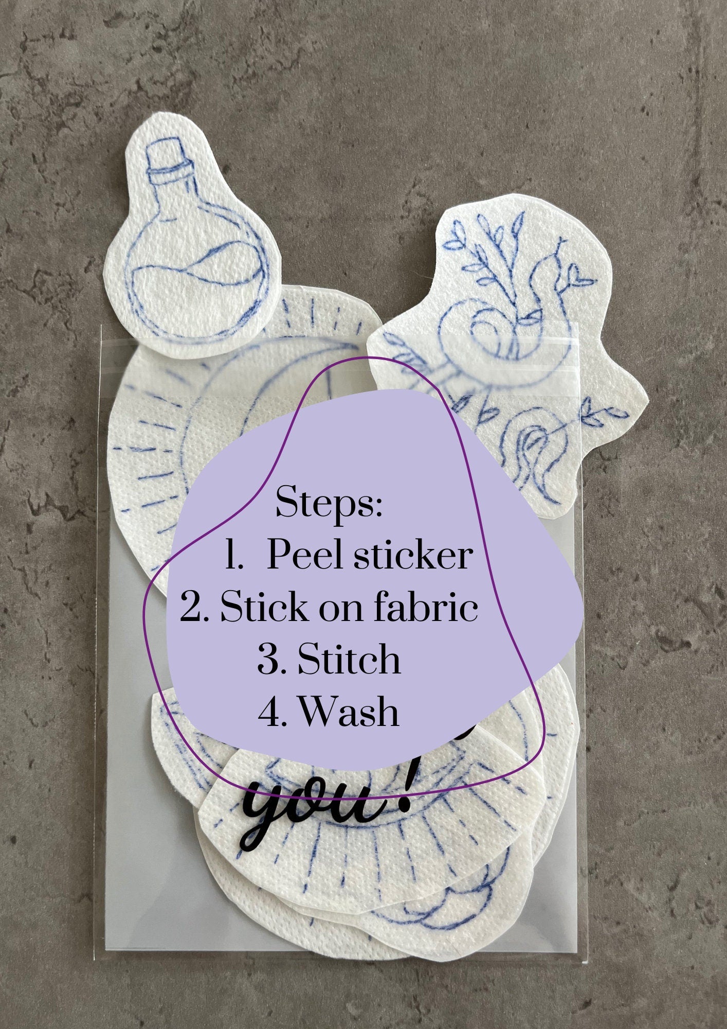 Water soluble stickers | Stick and stitch stickers | Hand embroidery stickers | Embroidery stickers