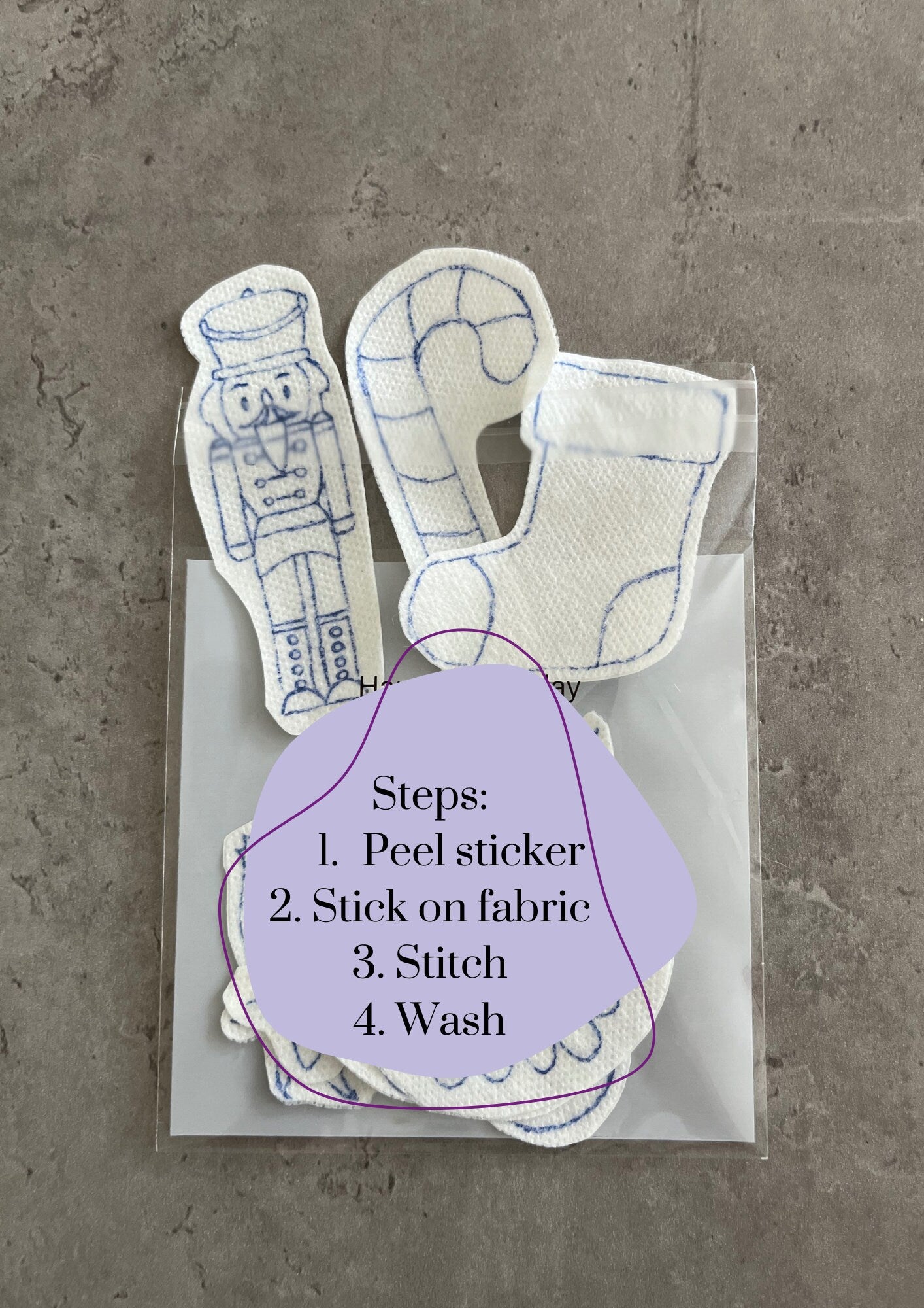 Christmas Embroidery stickers | Holiday embroidery stickers| Stick and stitch embroidery | Water-soluble stickers