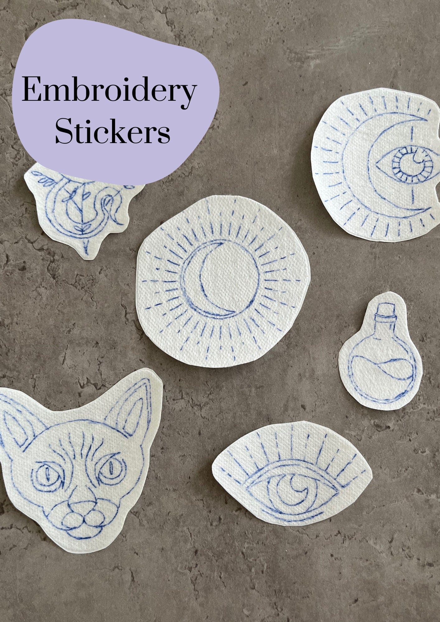 Water soluble stickers | Stick and stitch stickers | Hand embroidery stickers | Embroidery stickers
