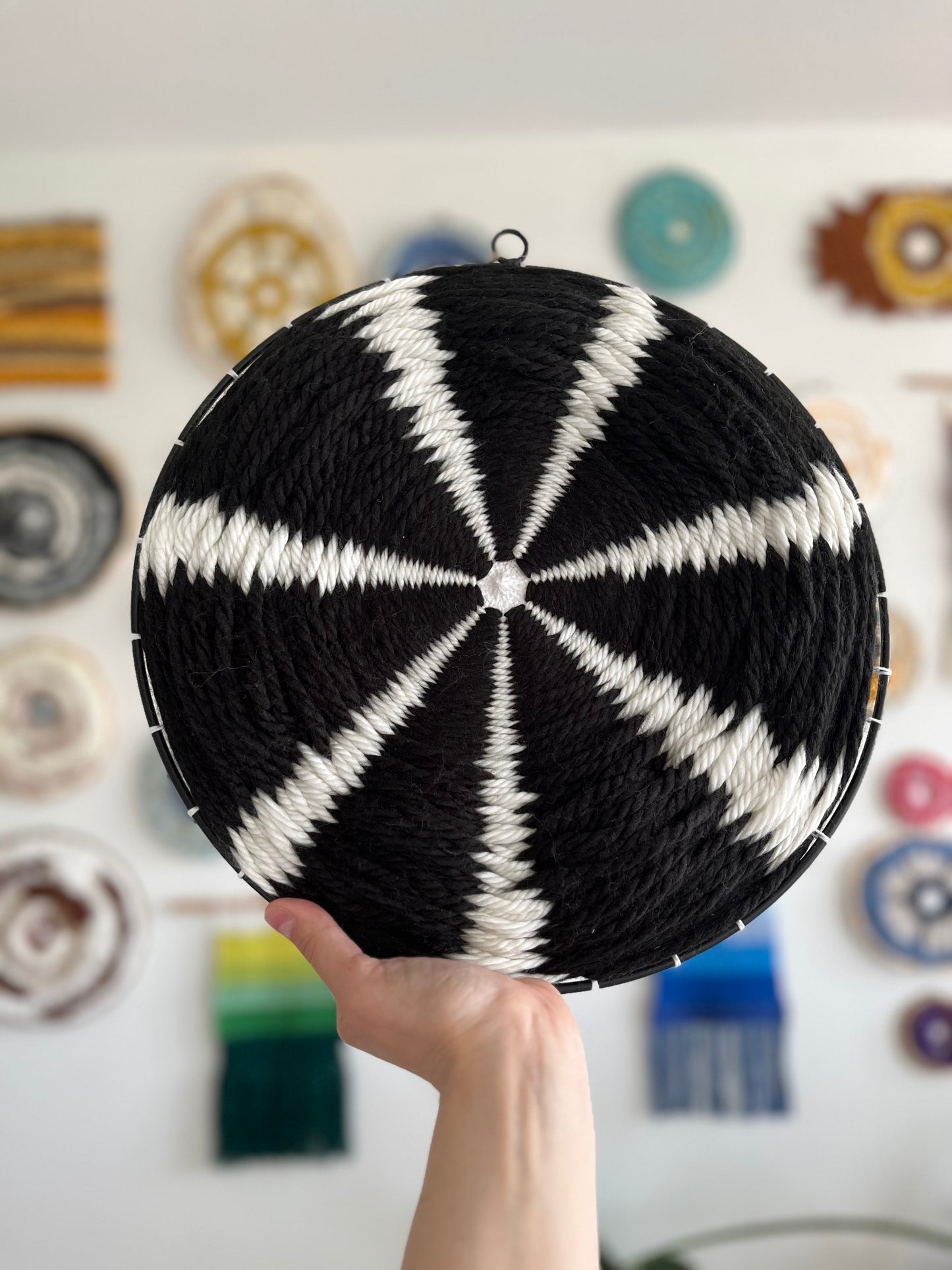 Black and white circular weaving