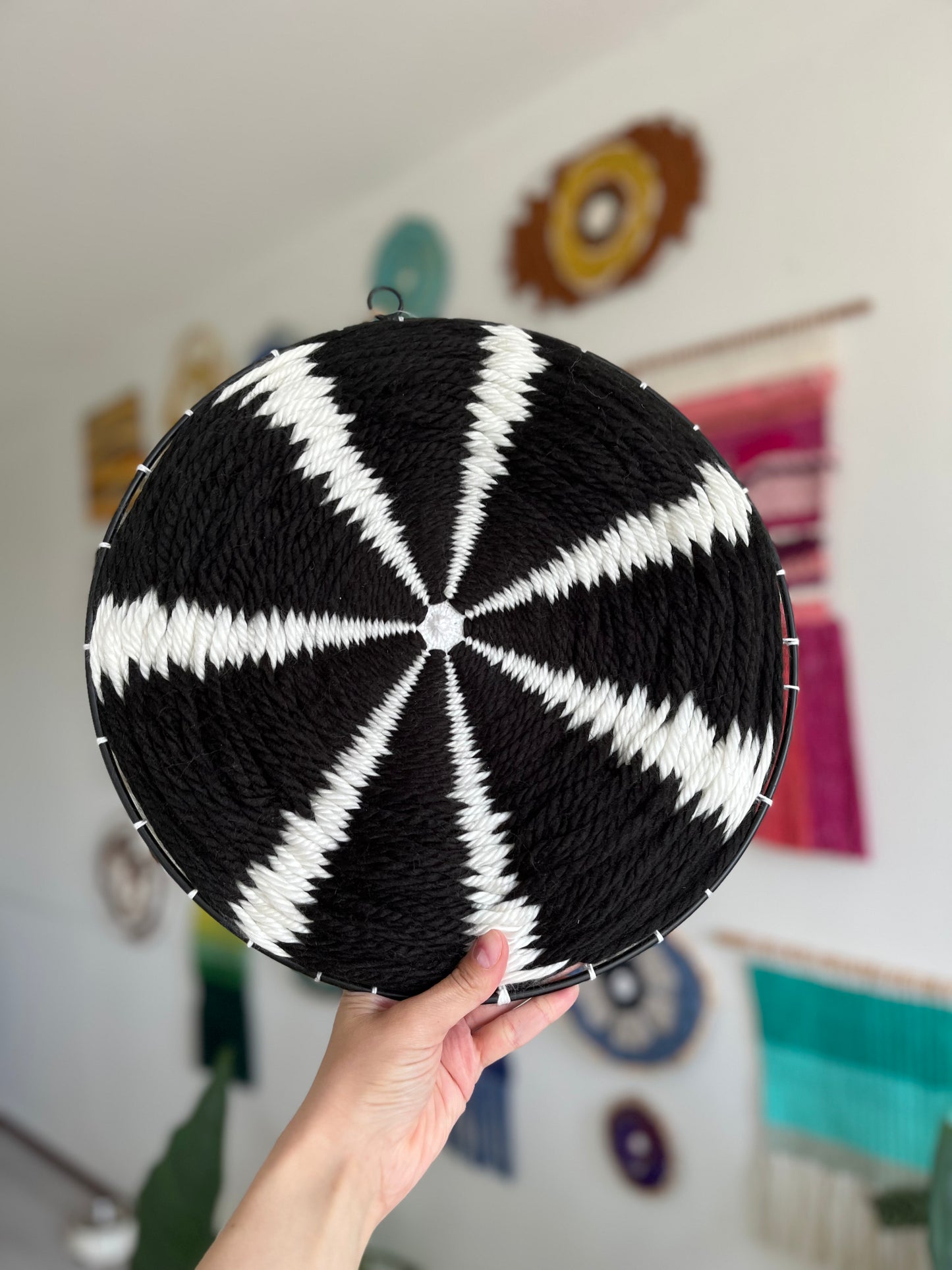Black and white circular weaving