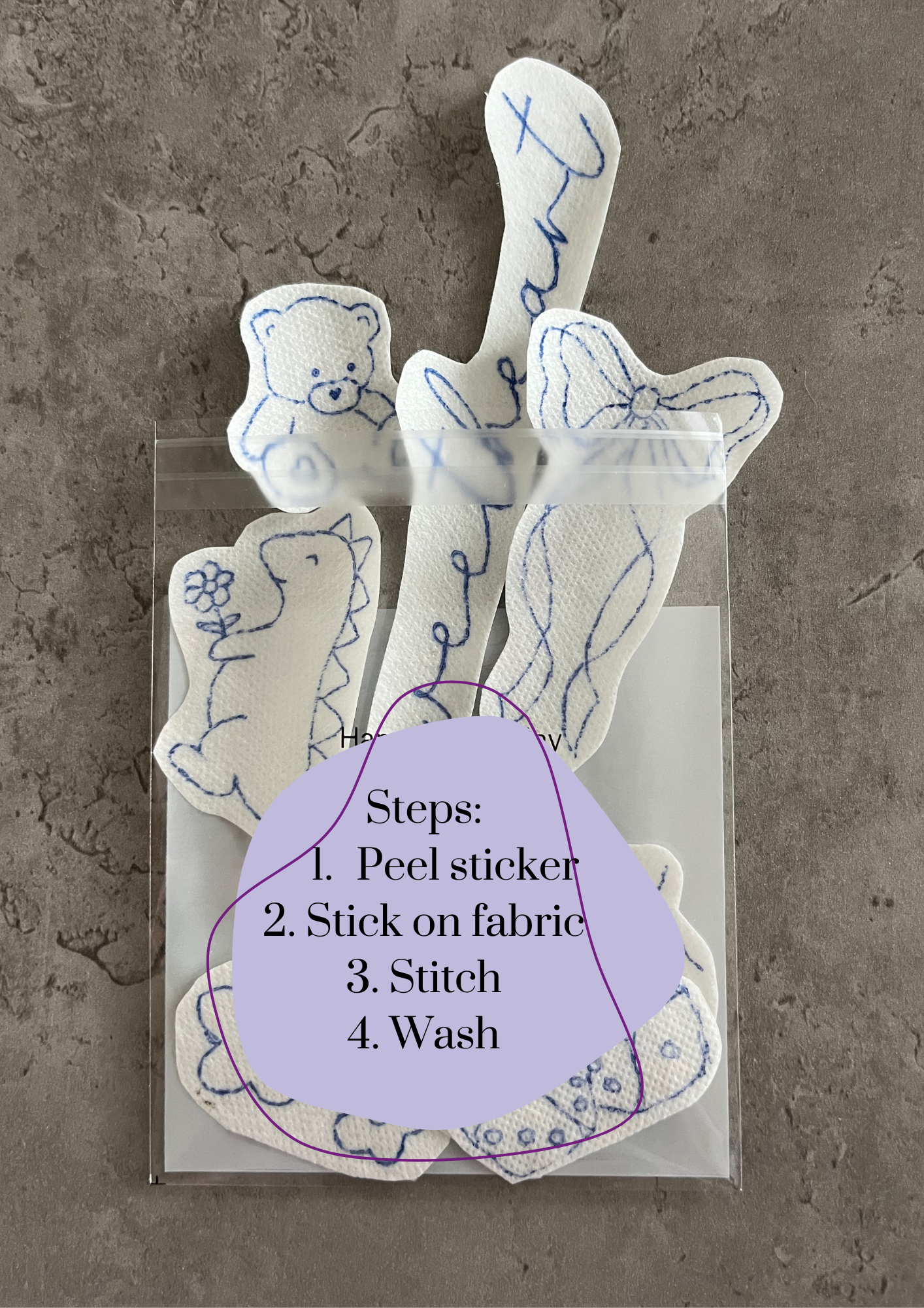 Water soluble stickers | Embroidery stickers | Hand embroidery stickers | Stick and stitch stickers