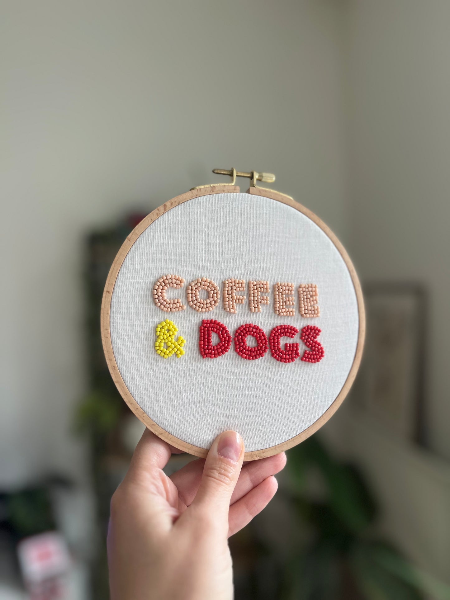 Coffee and dogs embroidery kit