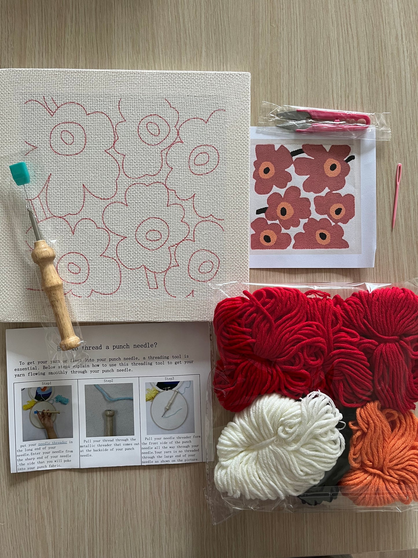 Canvas Punch Needle Kit| Punch Needle Kit| DIY kit | Punch Needle Tool | Craft Kit