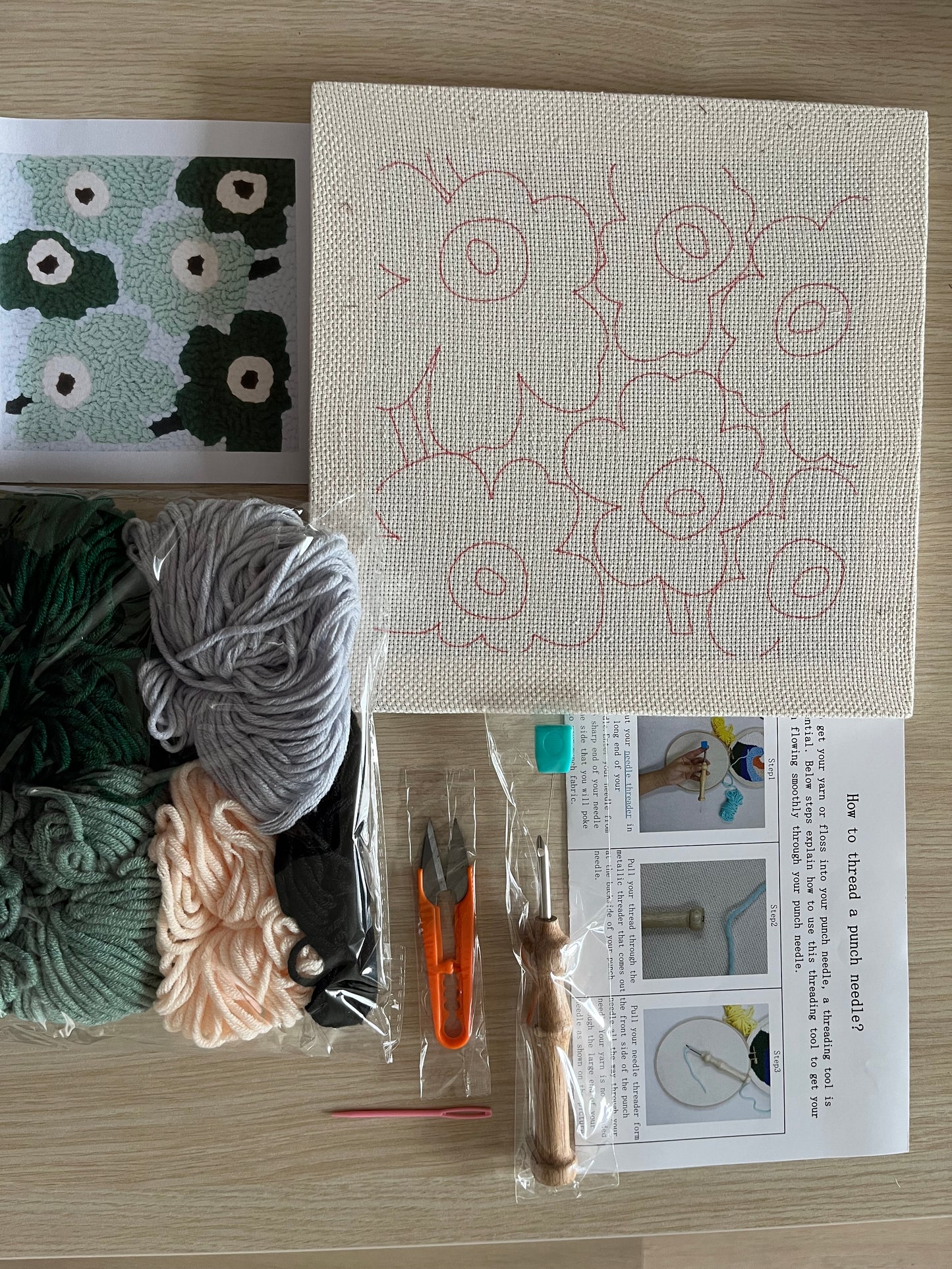 Canvas Punch Needle Kit| Punch Needle Kit| DIY kit | Punch Needle Tool | Craft Kit