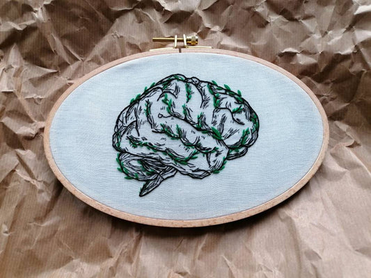 Brain Embroidery, Anatomy Embroidery, Hand Embroidery Art, Unique Medical Art