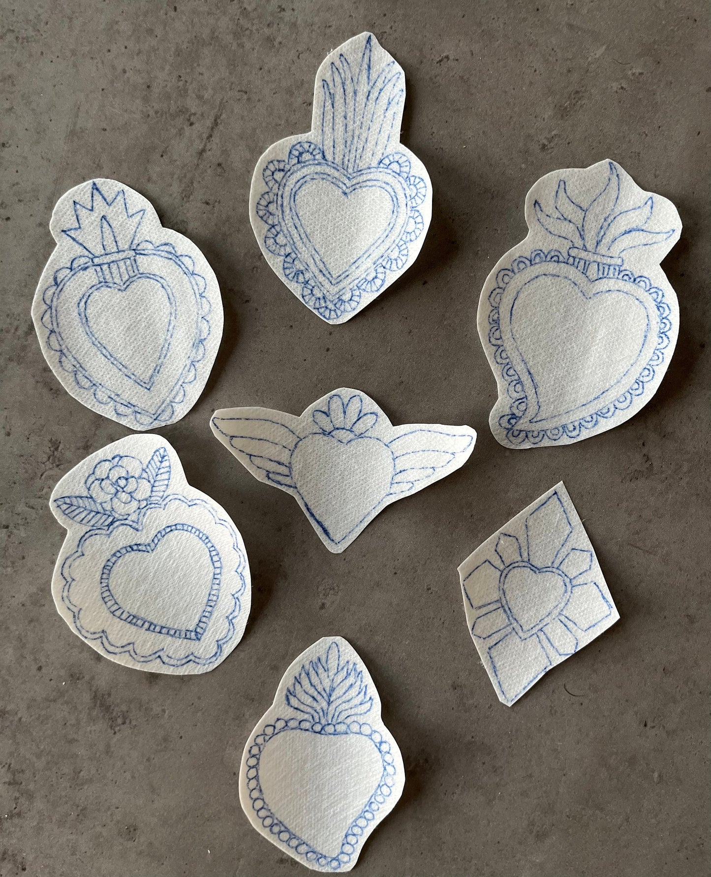 Embroidery stickers | Heart embroidery stickers| Stick and stitch embroidery | Water-soluble stickers