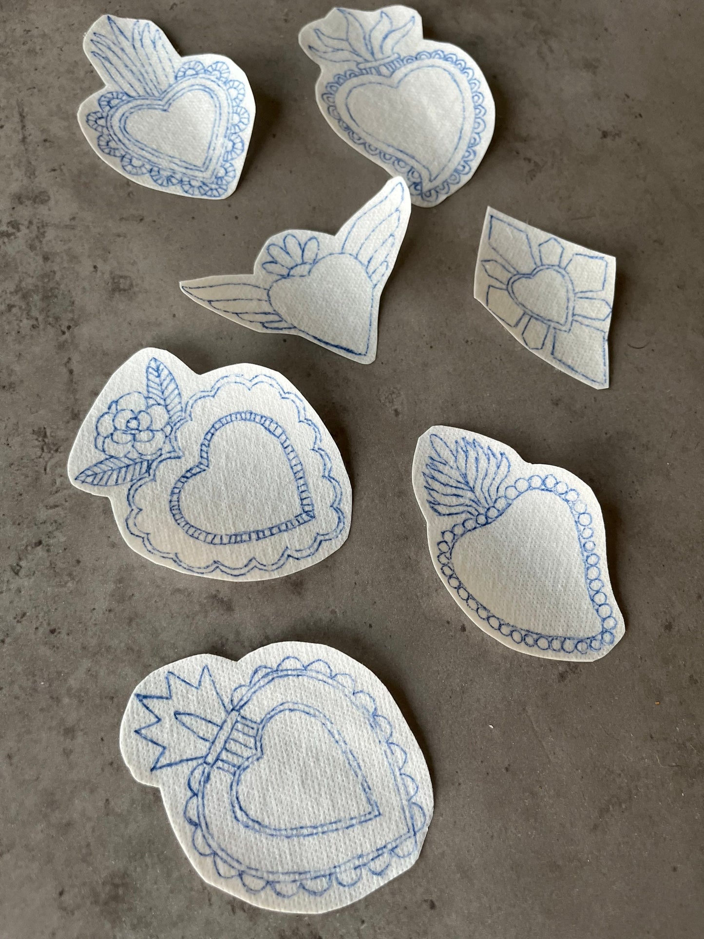 Embroidery stickers | Heart embroidery stickers| Stick and stitch embroidery | Water-soluble stickers