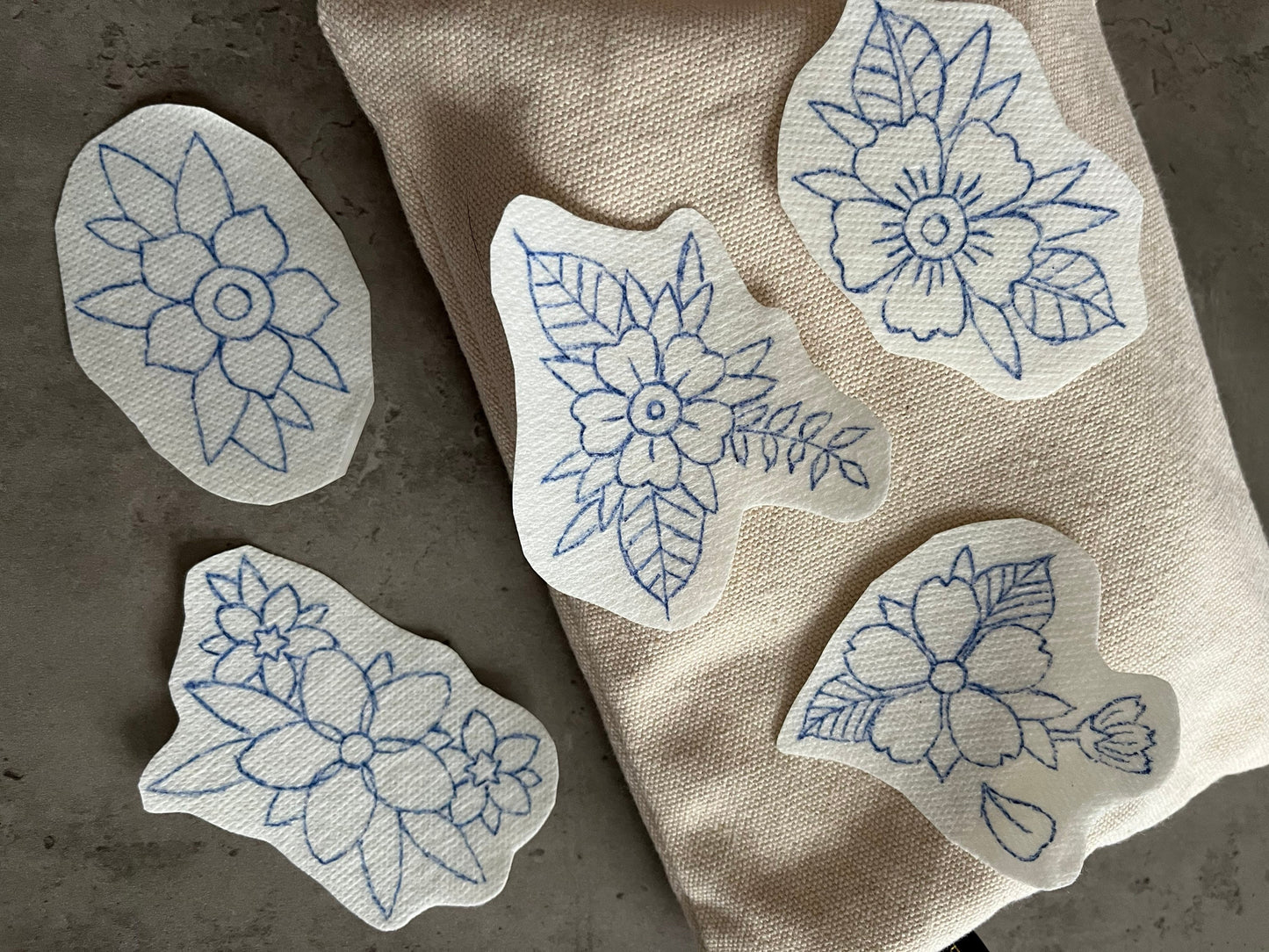 Floral Stick and Stitch stickers | Embroidery stickers |Hand embroidery stickers | Water soluble stickers