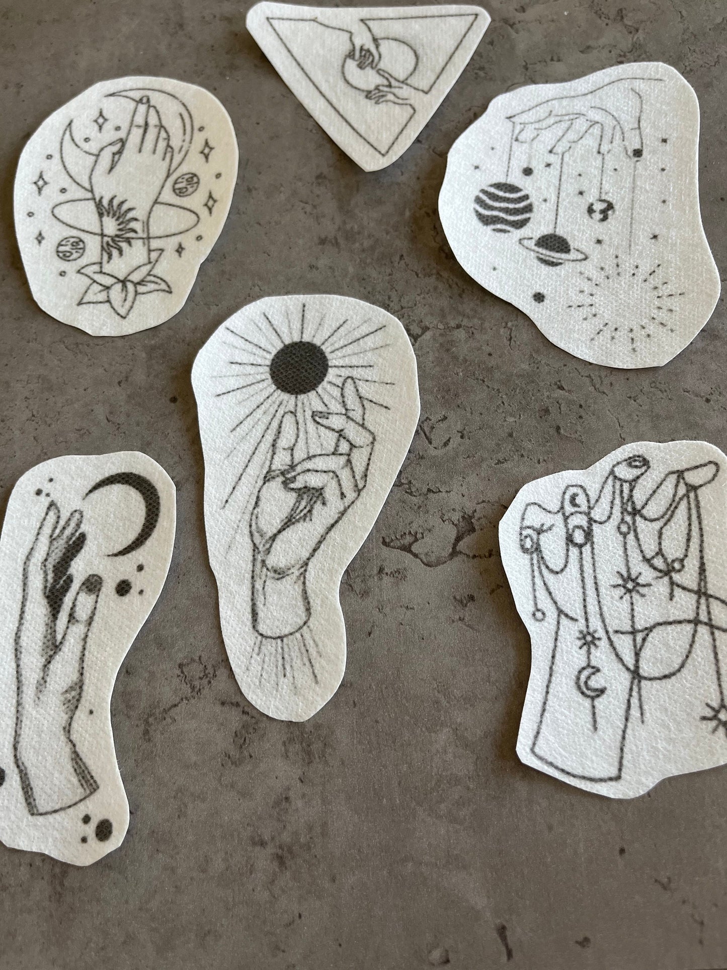 Hands and planets Embroidery stickers | Embroidery stickers| Stick and stitch embroidery | Water-soluble stickers