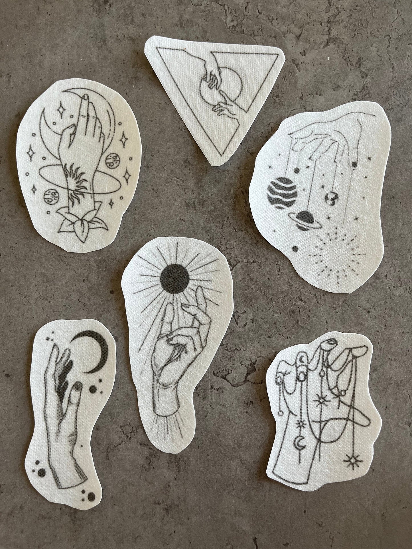 Hands and planets Embroidery stickers | Embroidery stickers| Stick and stitch embroidery | Water-soluble stickers