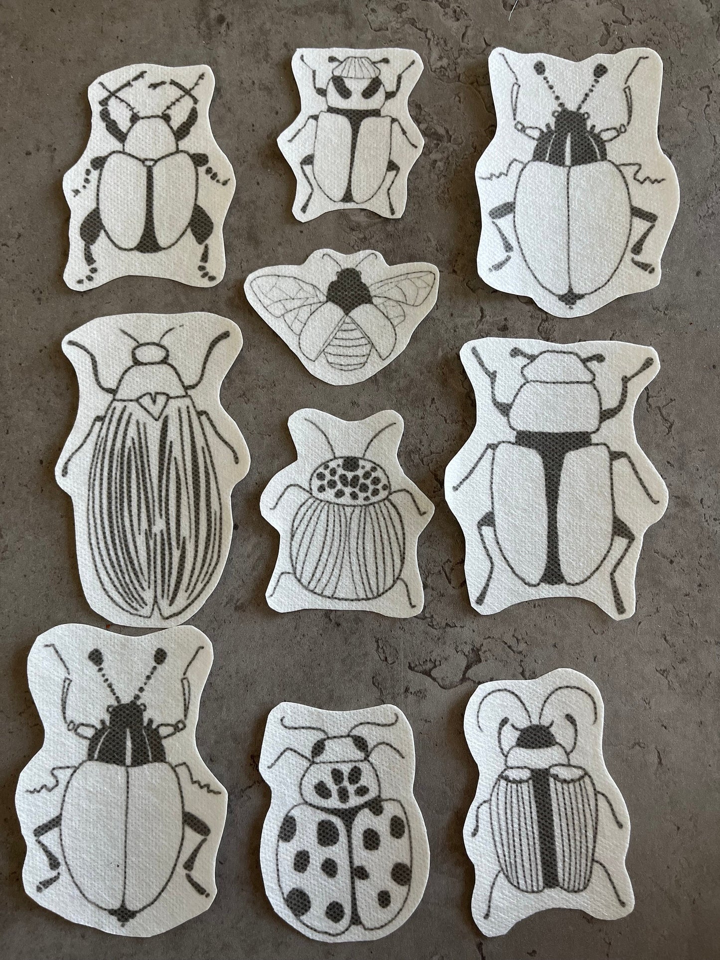 Beatles and bugs Embroidery stickers | Hand embroidery stickers| Stick and stitch embroidery | Water-soluble stickers