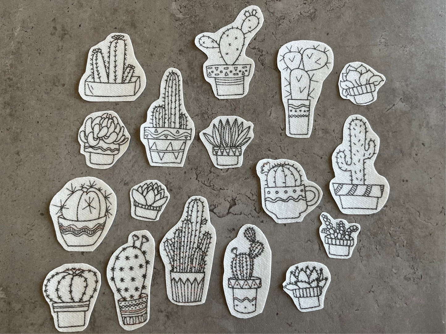 Cactuses Embroidery stickers | Eembroidery stickers| Stick and stitch embroidery | Water-soluble stickers