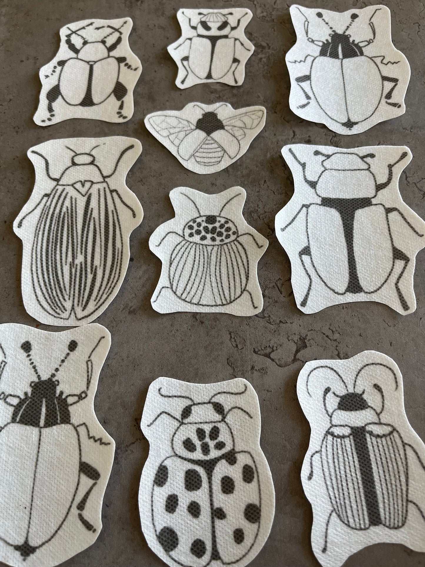 Beatles and bugs Embroidery stickers | Hand embroidery stickers| Stick and stitch embroidery | Water-soluble stickers