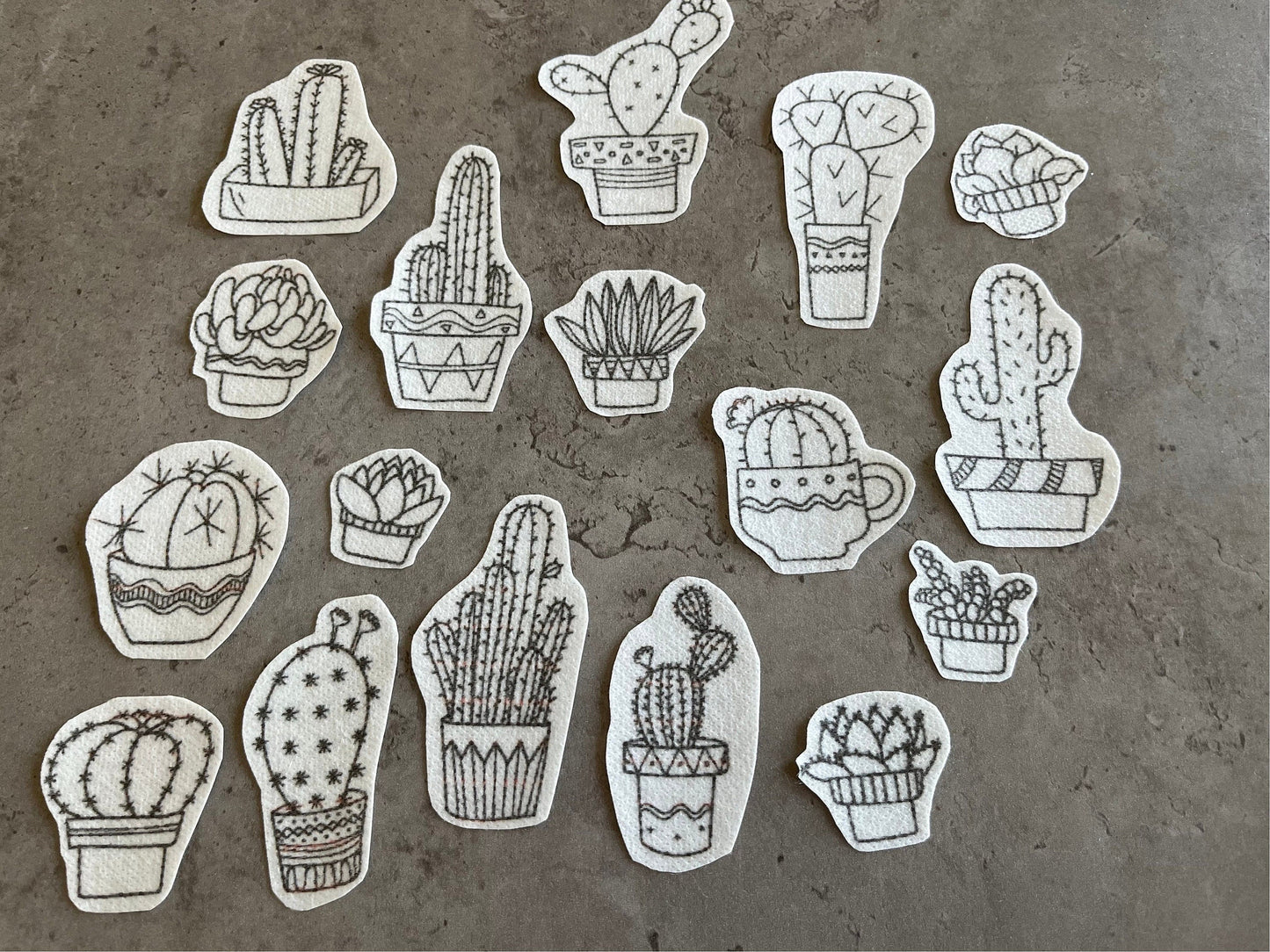 Cactuses Embroidery stickers | Eembroidery stickers| Stick and stitch embroidery | Water-soluble stickers
