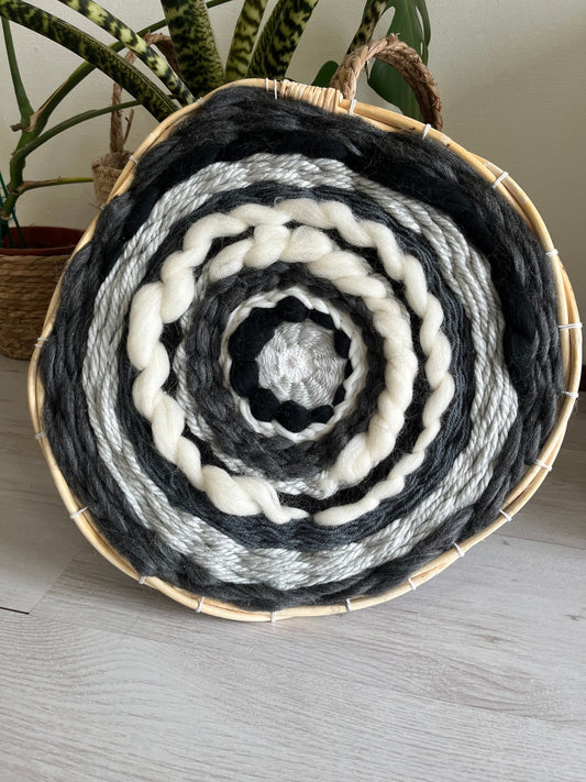 Handmade Black and white Circular Weaving | Wall Art Decor | Circular woven wall art | Home Gift