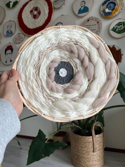 Handmade Beige and white Circular Weaving | Wall Art Decor | Circular woven wall art | Home Gift