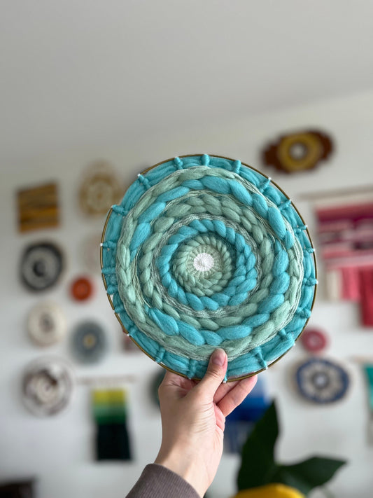 Handmade Mint Circular Weaving | Wall Art Decor
