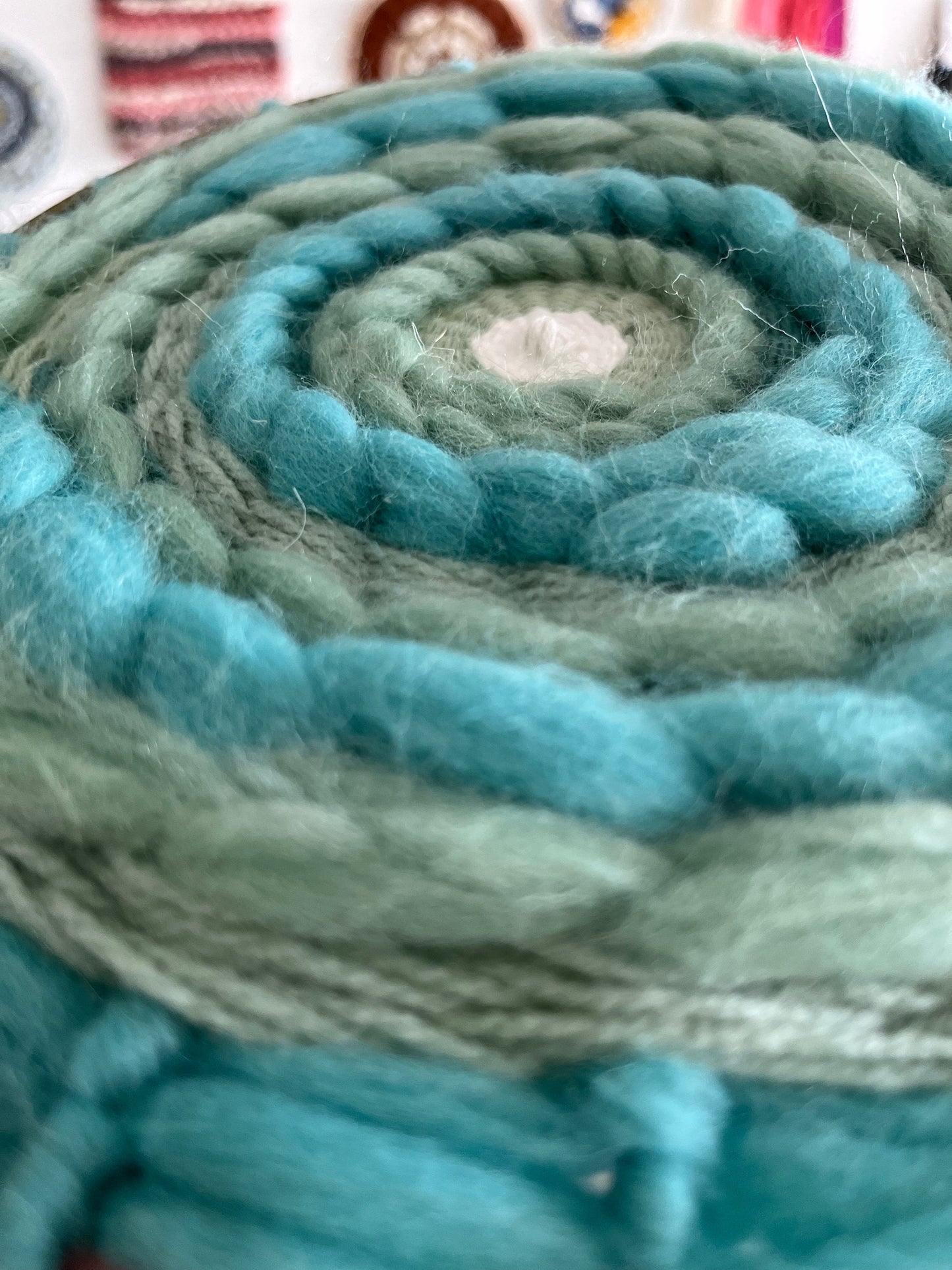 Handmade Mint Circular Weaving | Wall Art Decor