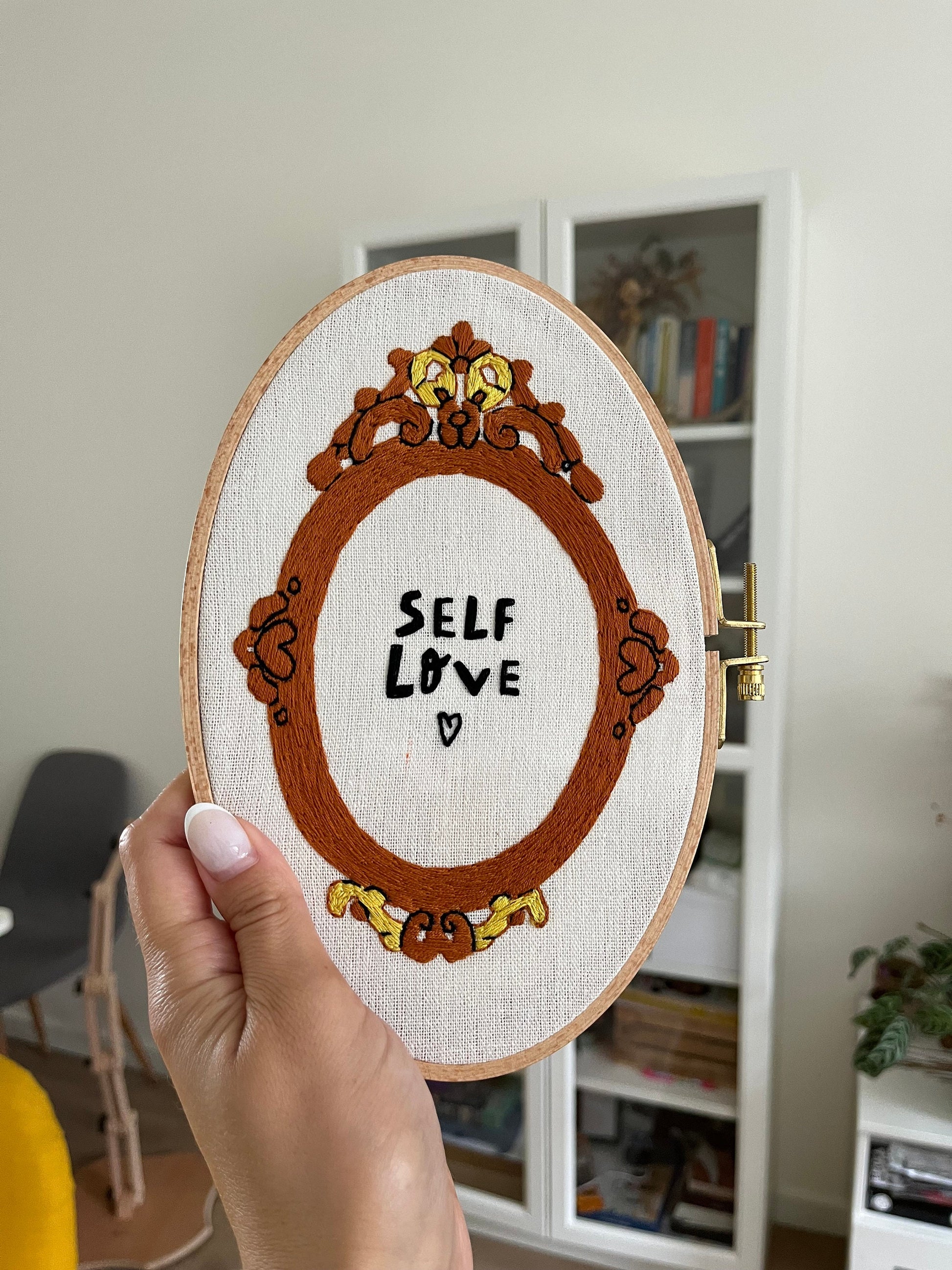 embroidered mirror