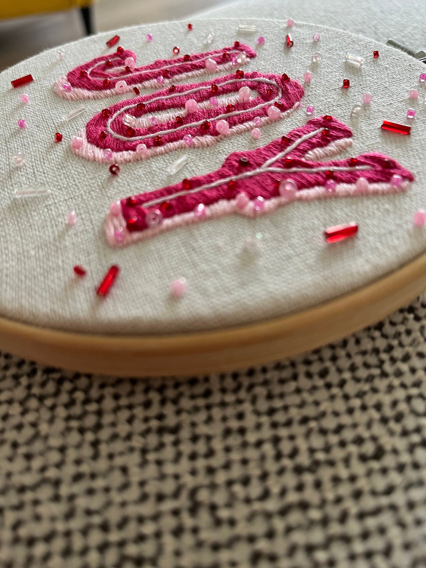 JOY Embroidered |Christmas Hoop Holiday Wall Decor| Hand embroidered "JOY" Gift | Hand-Embroidered