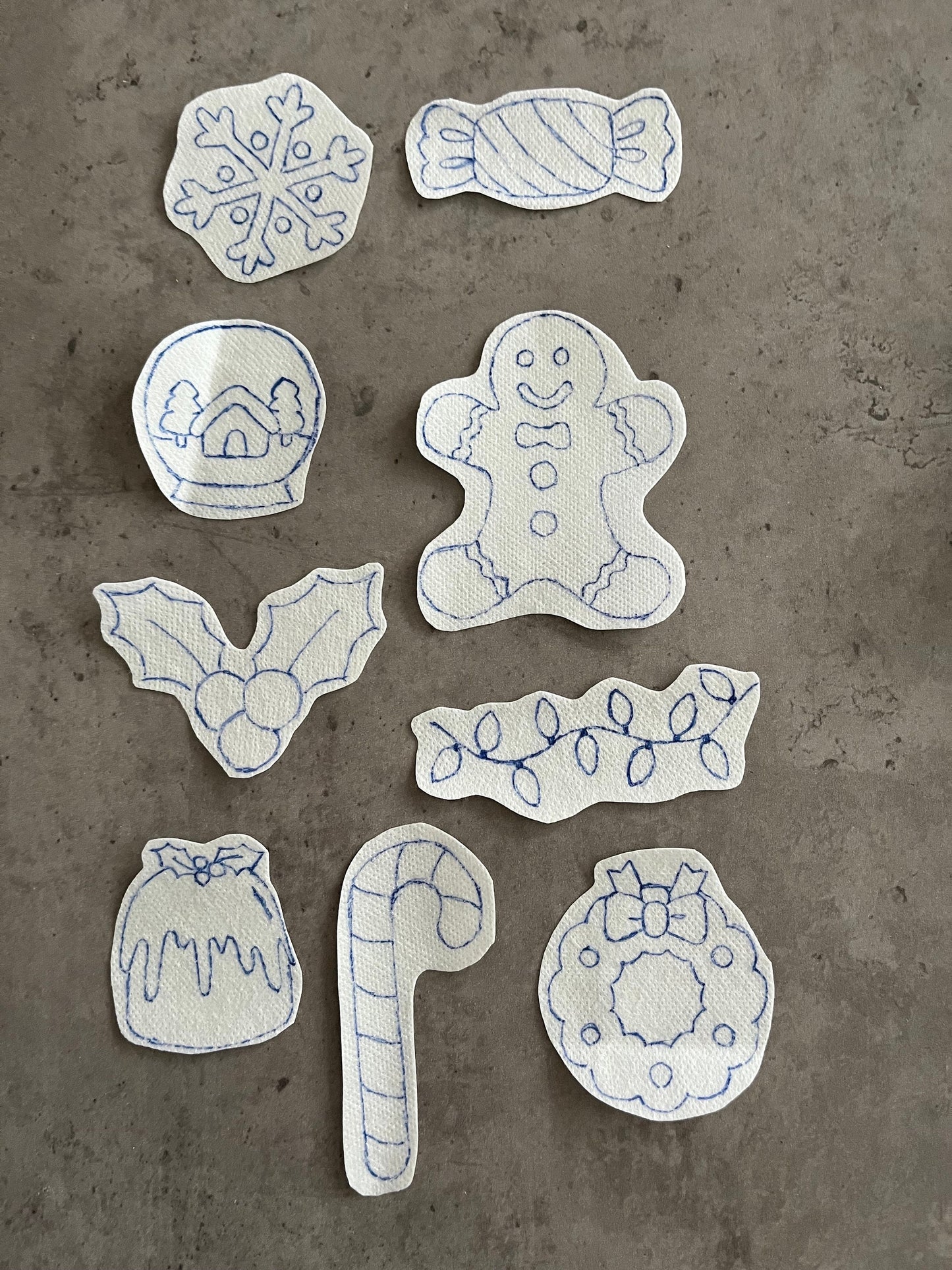 Christmas Embroidery stickers | Holiday embroidery stickers| Stick and stitch embroidery | Water-soluble stickers