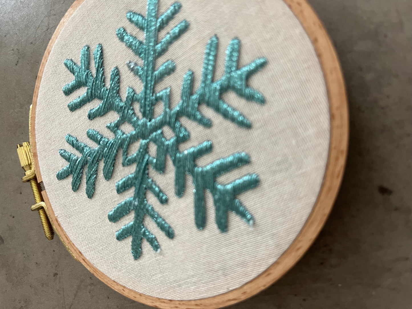 Snowflake  Embroidered |Christmas Hoop Holiday Wall Decor| Hand embroidered Mistletoe Gift | Hand-Embroidered