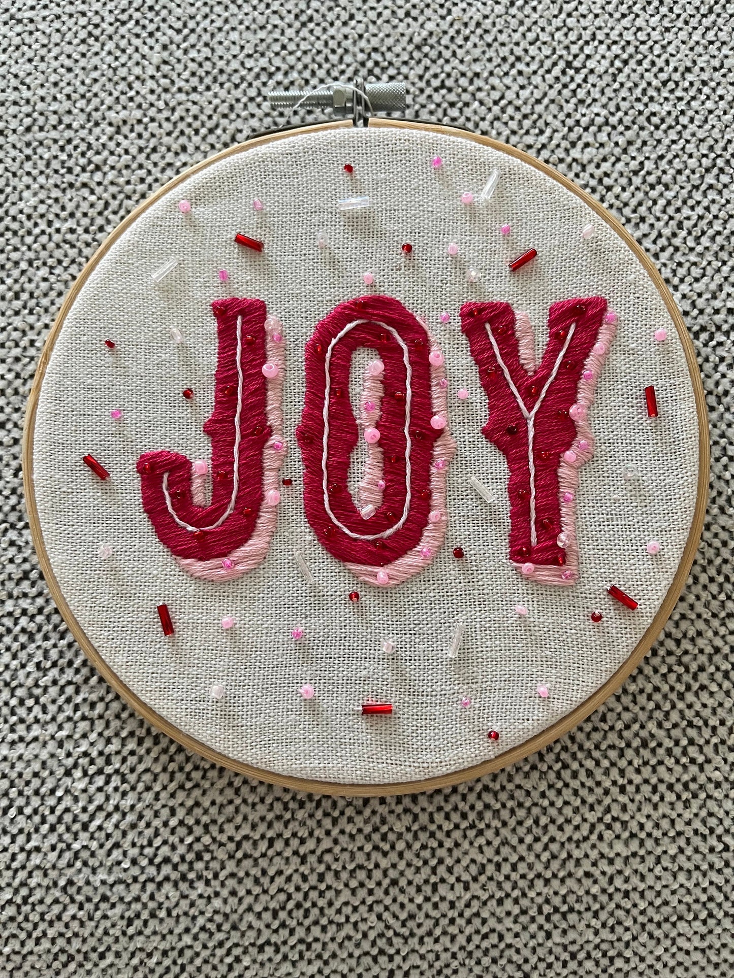 JOY Embroidered |Christmas Hoop Holiday Wall Decor| Hand embroidered "JOY" Gift | Hand-Embroidered