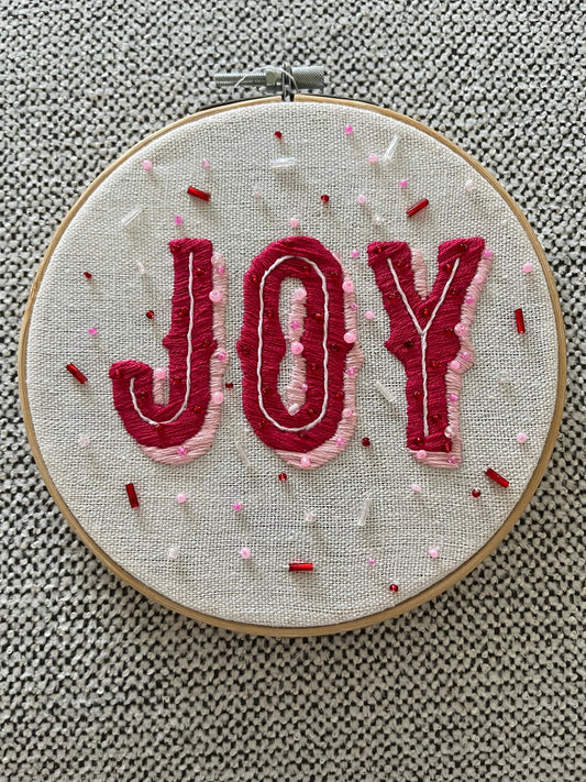 JOY Embroidered |Christmas Hoop Holiday Wall Decor| Hand embroidered "JOY" Gift | Hand-Embroidered