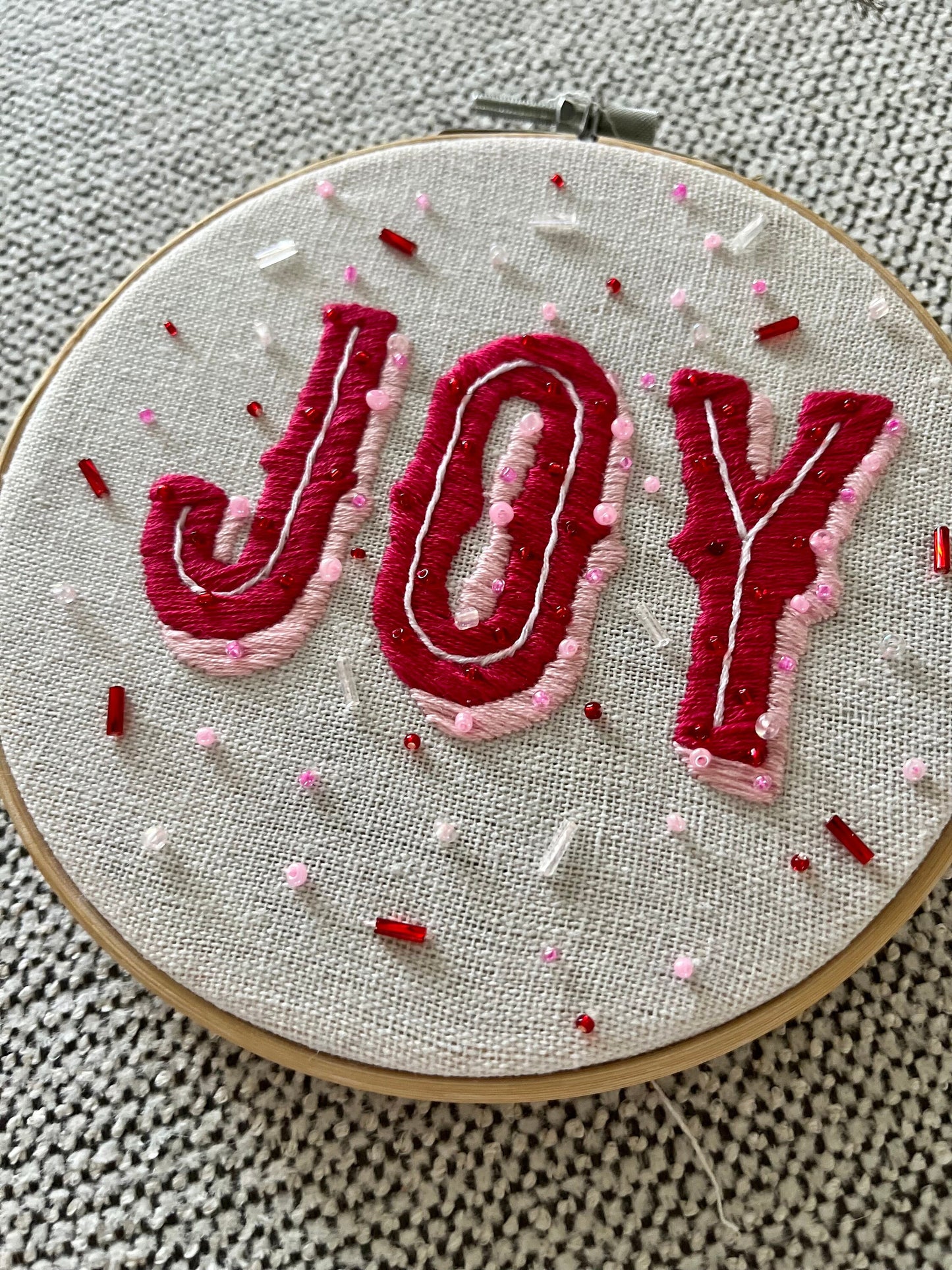 JOY Embroidered |Christmas Hoop Holiday Wall Decor| Hand embroidered "JOY" Gift | Hand-Embroidered