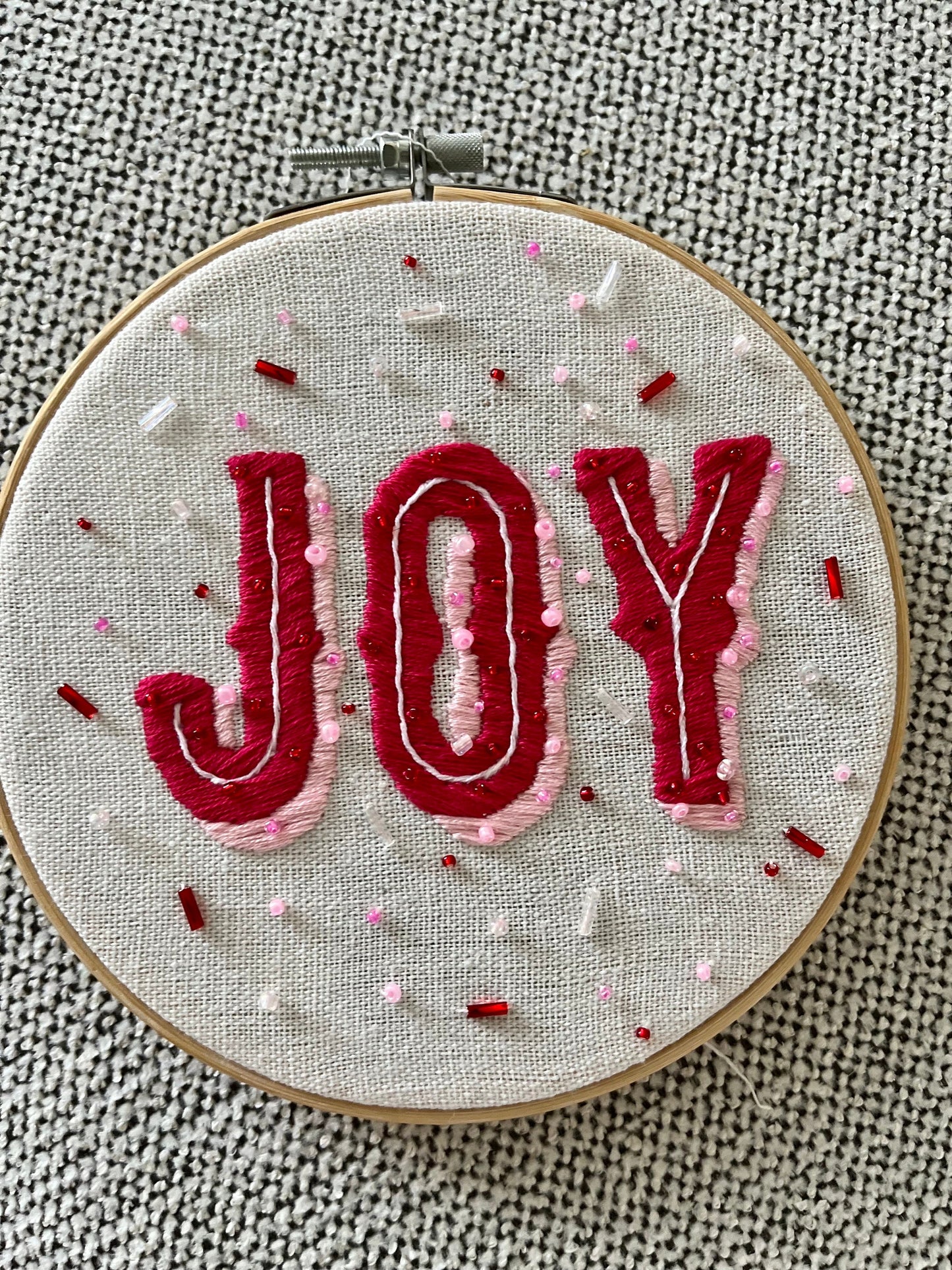 JOY Embroidered |Christmas Hoop Holiday Wall Decor| Hand embroidered "JOY" Gift | Hand-Embroidered
