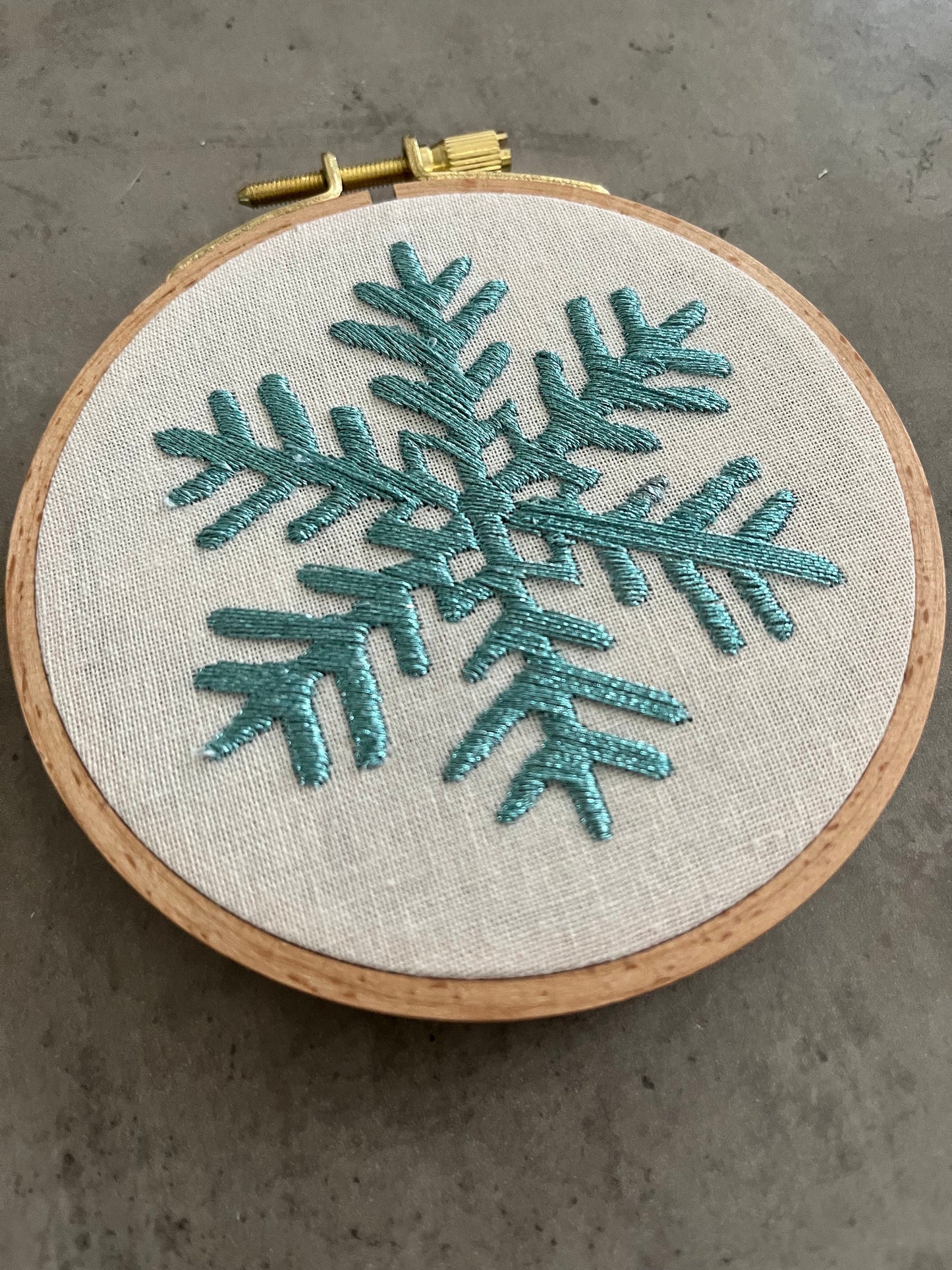 Snowflake  Embroidered |Christmas Hoop Holiday Wall Decor| Hand embroidered Mistletoe Gift | Hand-Embroidered