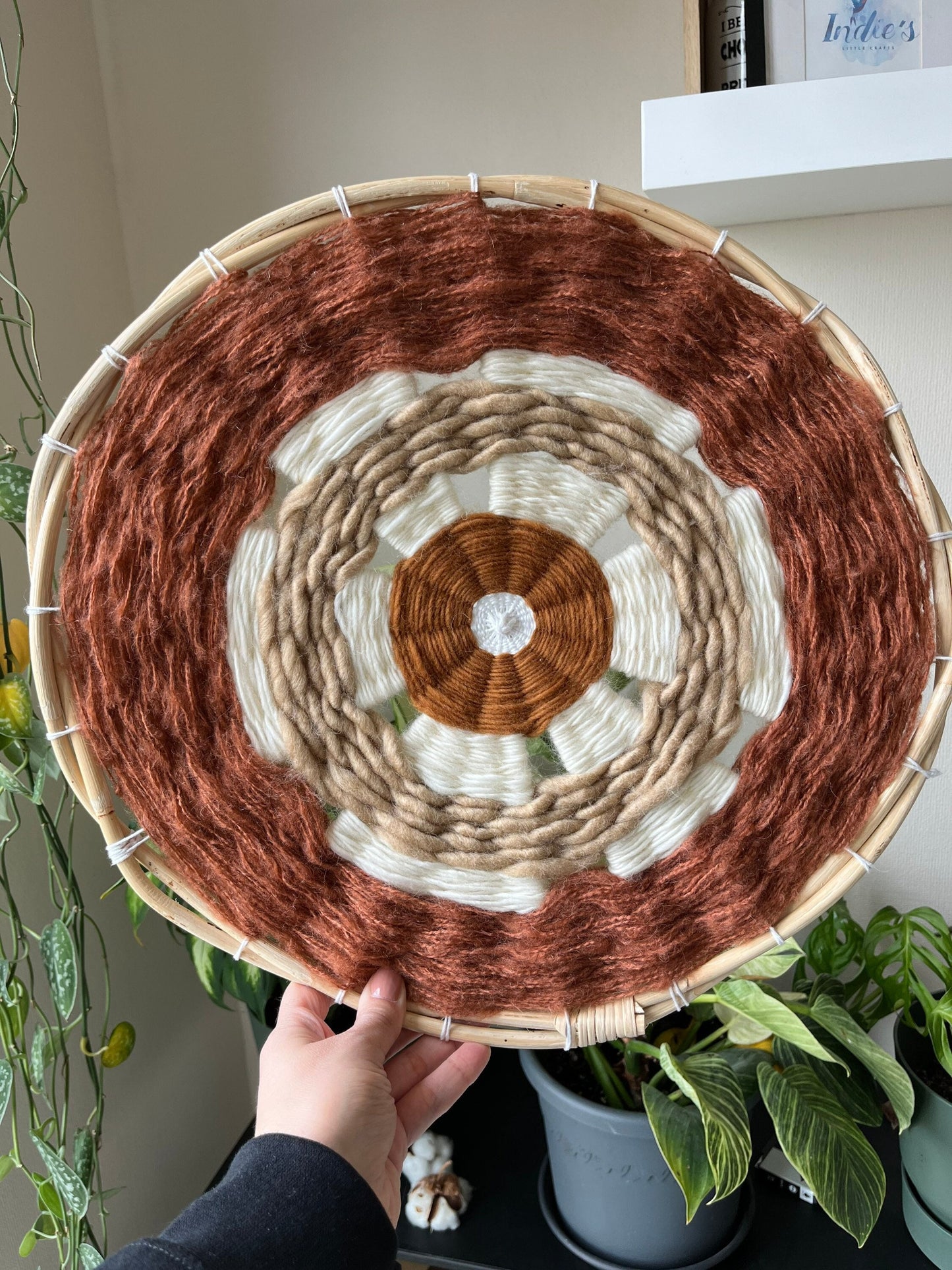 Handmade Brown and white  Circular Weaving | Wall Art Decor | Circular woven wall art | Home Gift