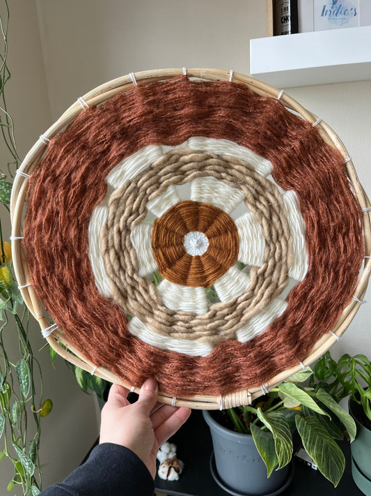 Handmade Brown and white  Circular Weaving | Wall Art Decor | Circular woven wall art | Home Gift