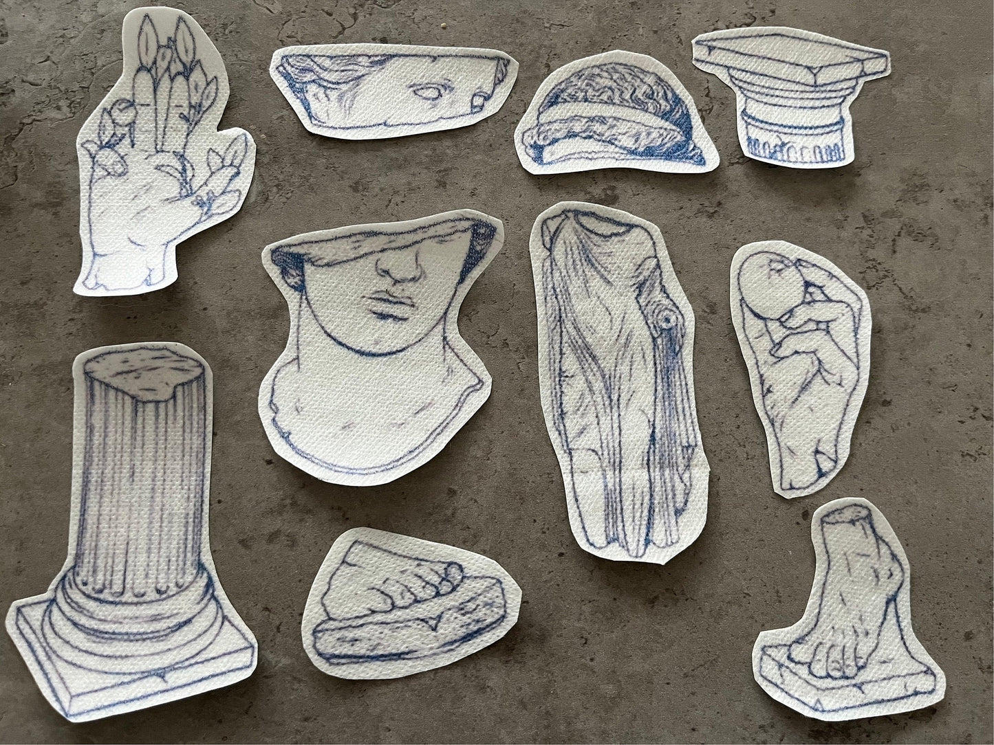 Statues Embroidery stickers | stick and stitch stickers | Embroidery pattern | Embroidery designs | Water soluble stickers