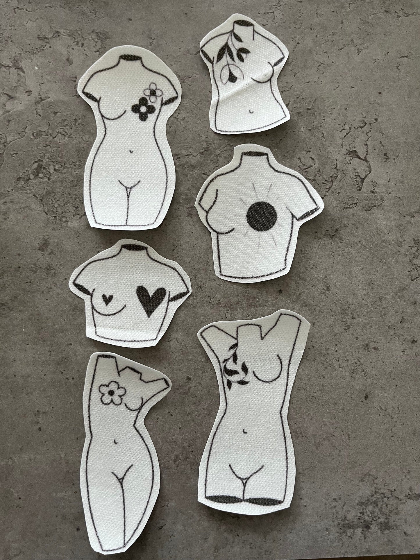 Female sculptures Stick and Stitch stickers | Embroidery stickers |Hand embroidery stickers | Water soluble stickers| Solvy stickers